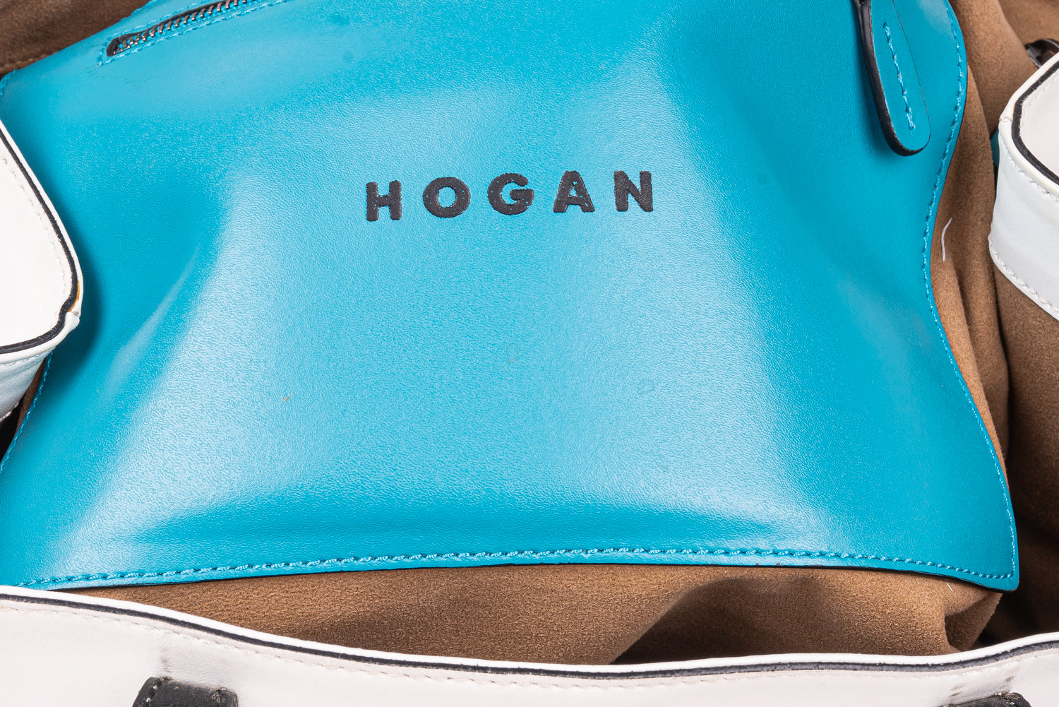 H Logo Pocket Leather Shopping Bag