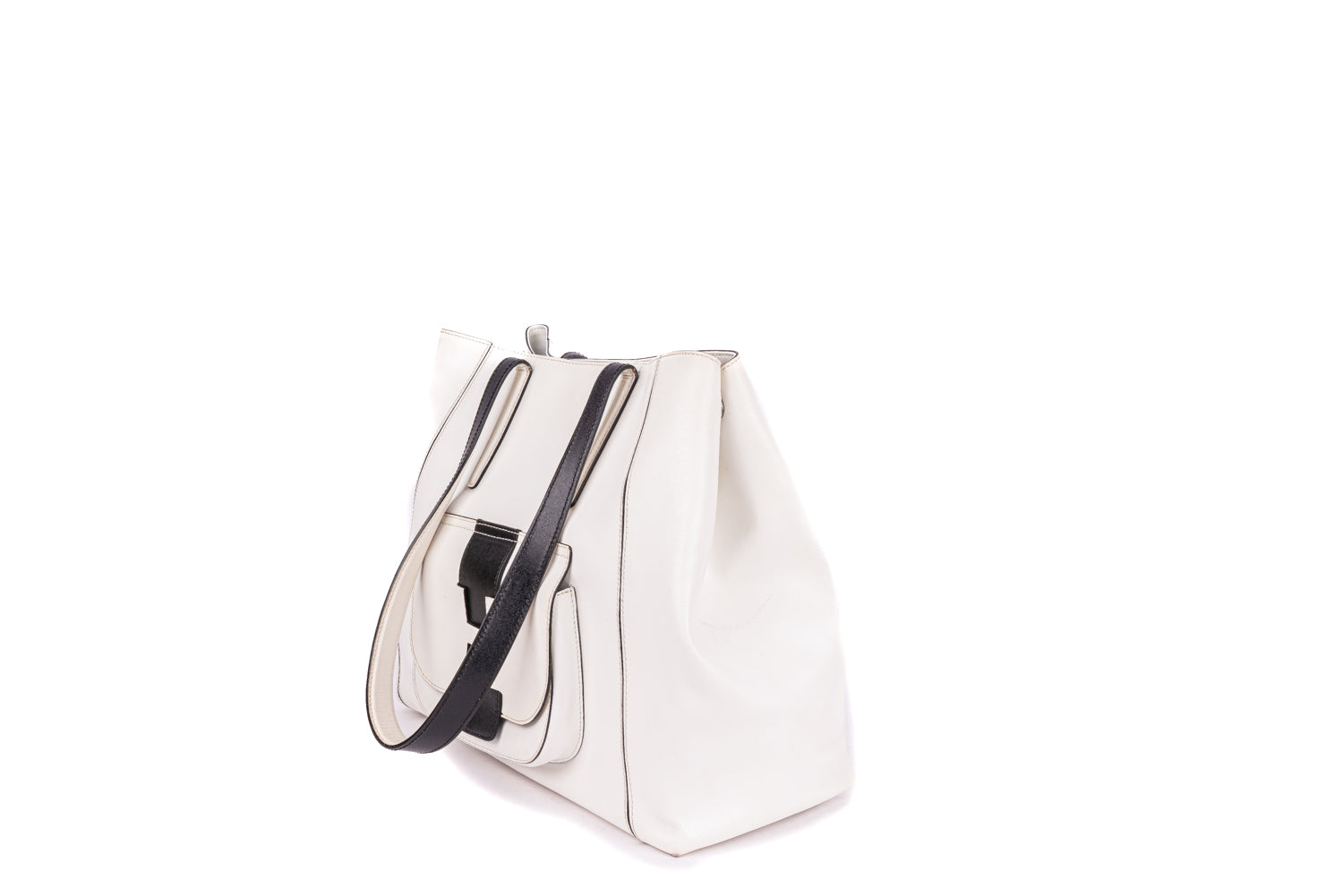 H Logo Pocket Leather Shopping Bag