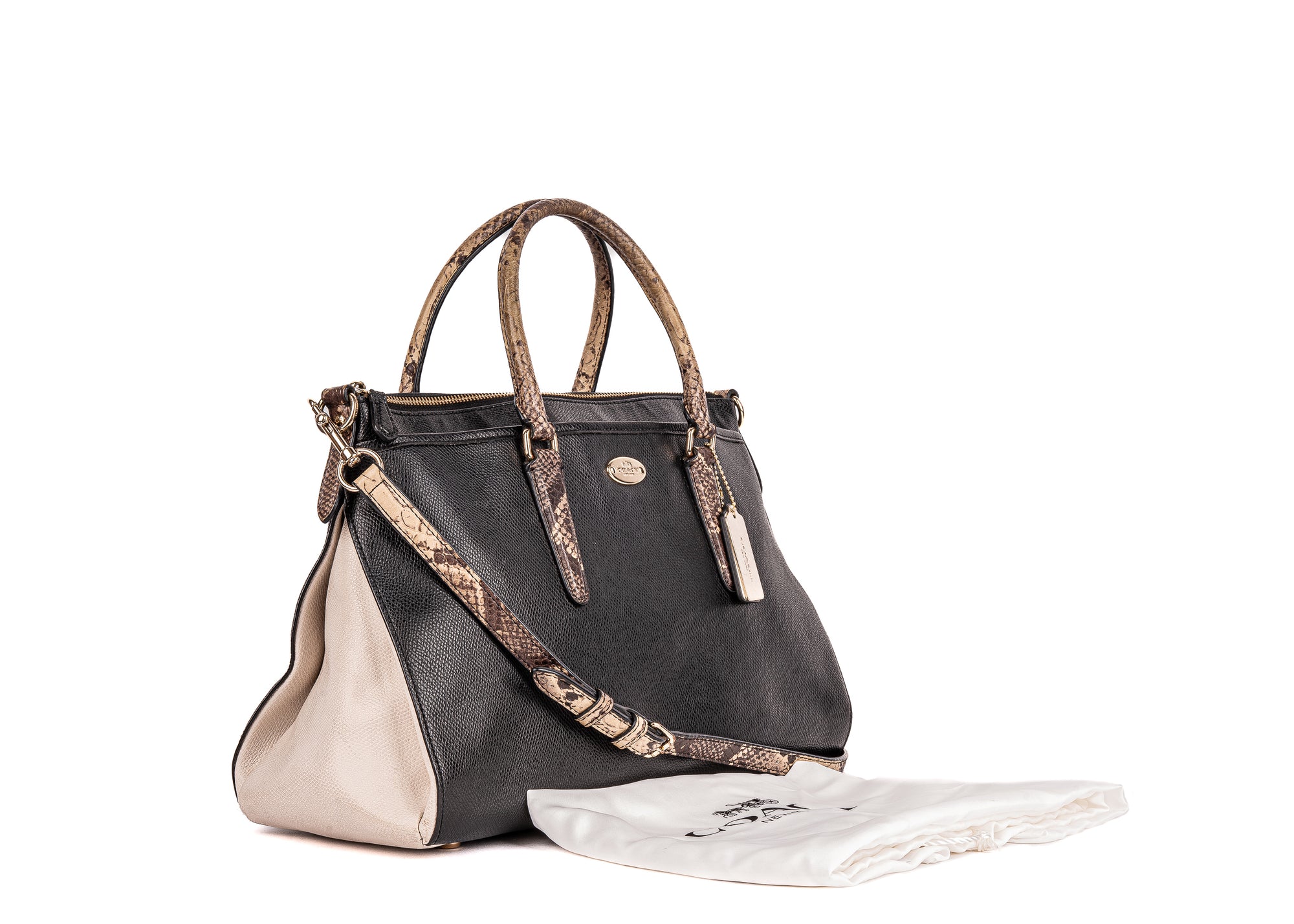 Coach Black & Cream Satchel Bag