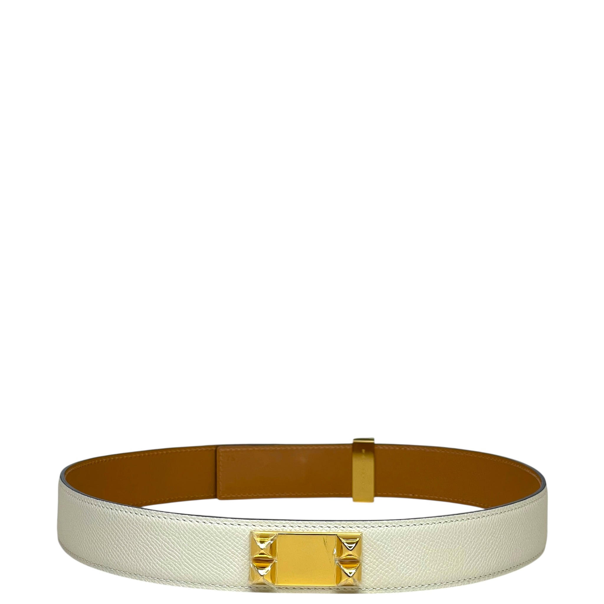 Hermès Collier de Chien 32 Belt White Epsom GHW 75 cm