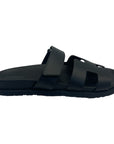 Hermes Chypre Noir Leather Sandals - Size EU 39