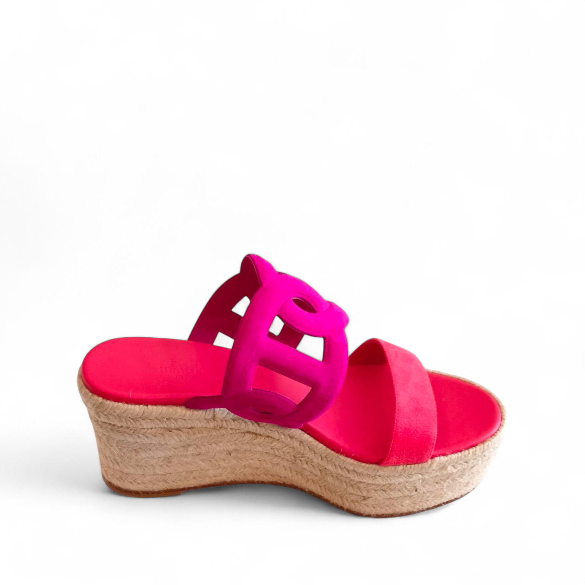 Hermes Ithea 30 espadrille in Rouge Cinétique / Orange Capucine EU 39