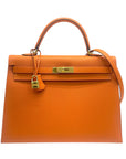 Hermes Kelly 32 Orange Epsom GHW Bag