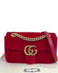 Gucci GG Marmont Mini Flap Bag Red Matelassé Velvet