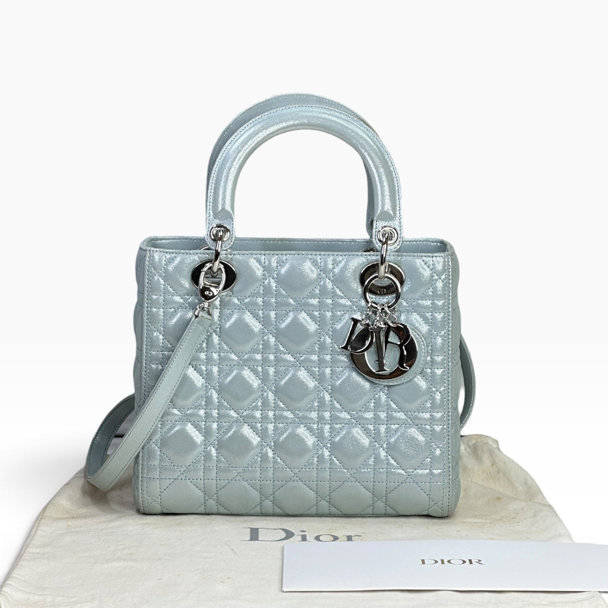 Lady Dior Cannage Medium Placid Blue Lamb Skin Bag