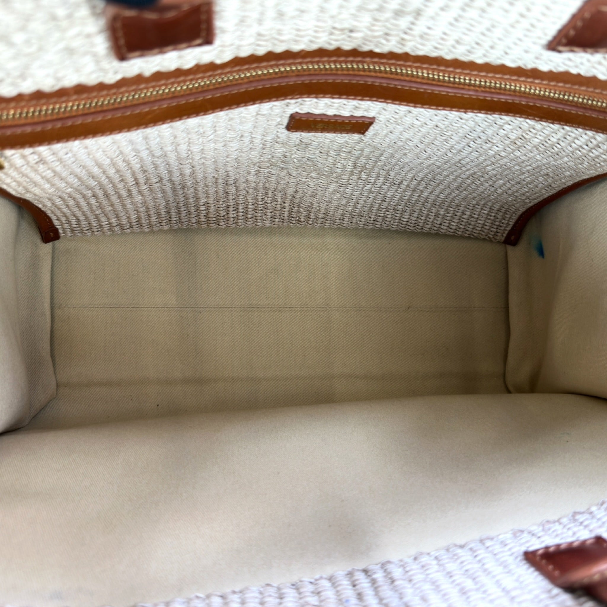 Versace Athena Rafia Tote Beige/Brown
