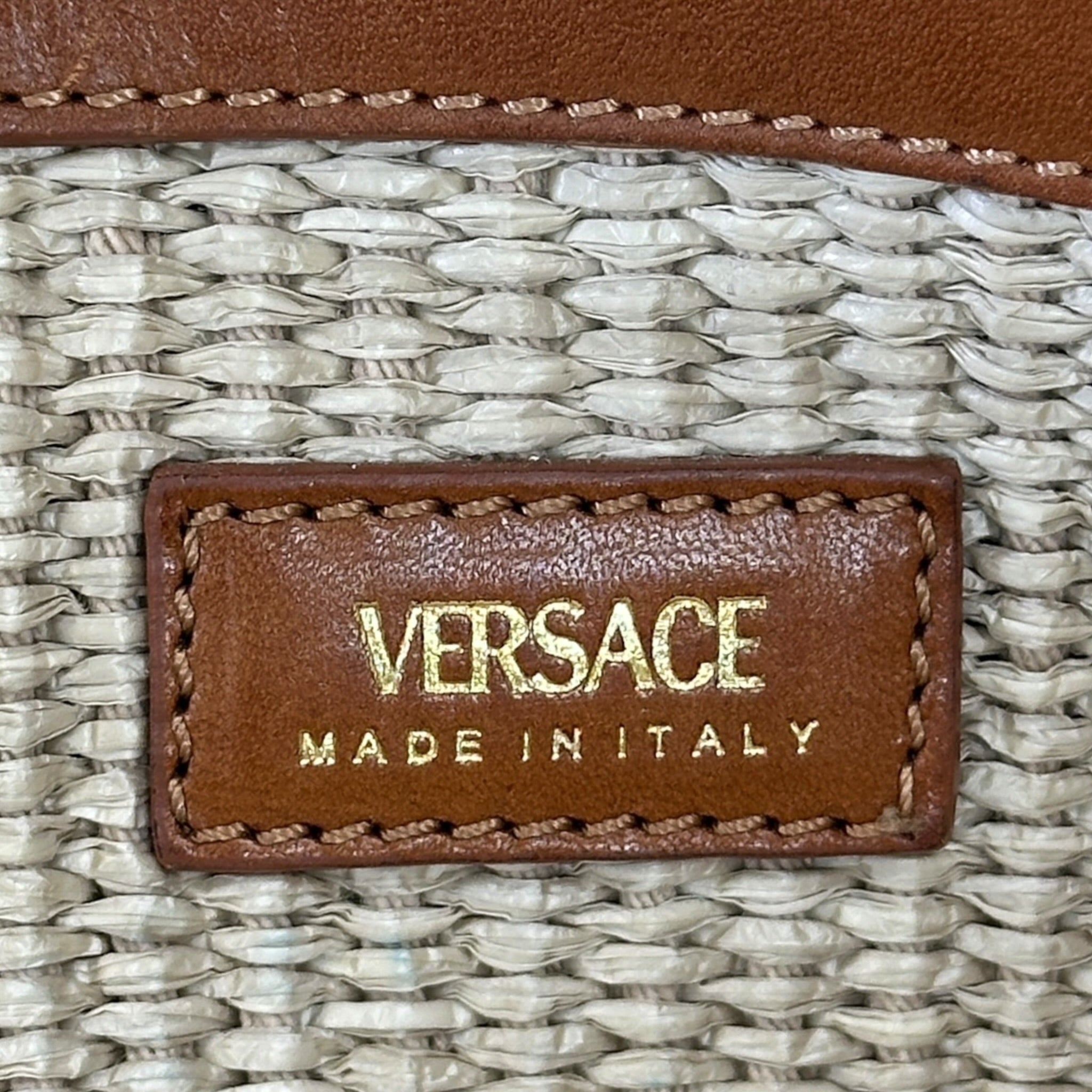 Versace Athena Rafia Tote Beige/Brown