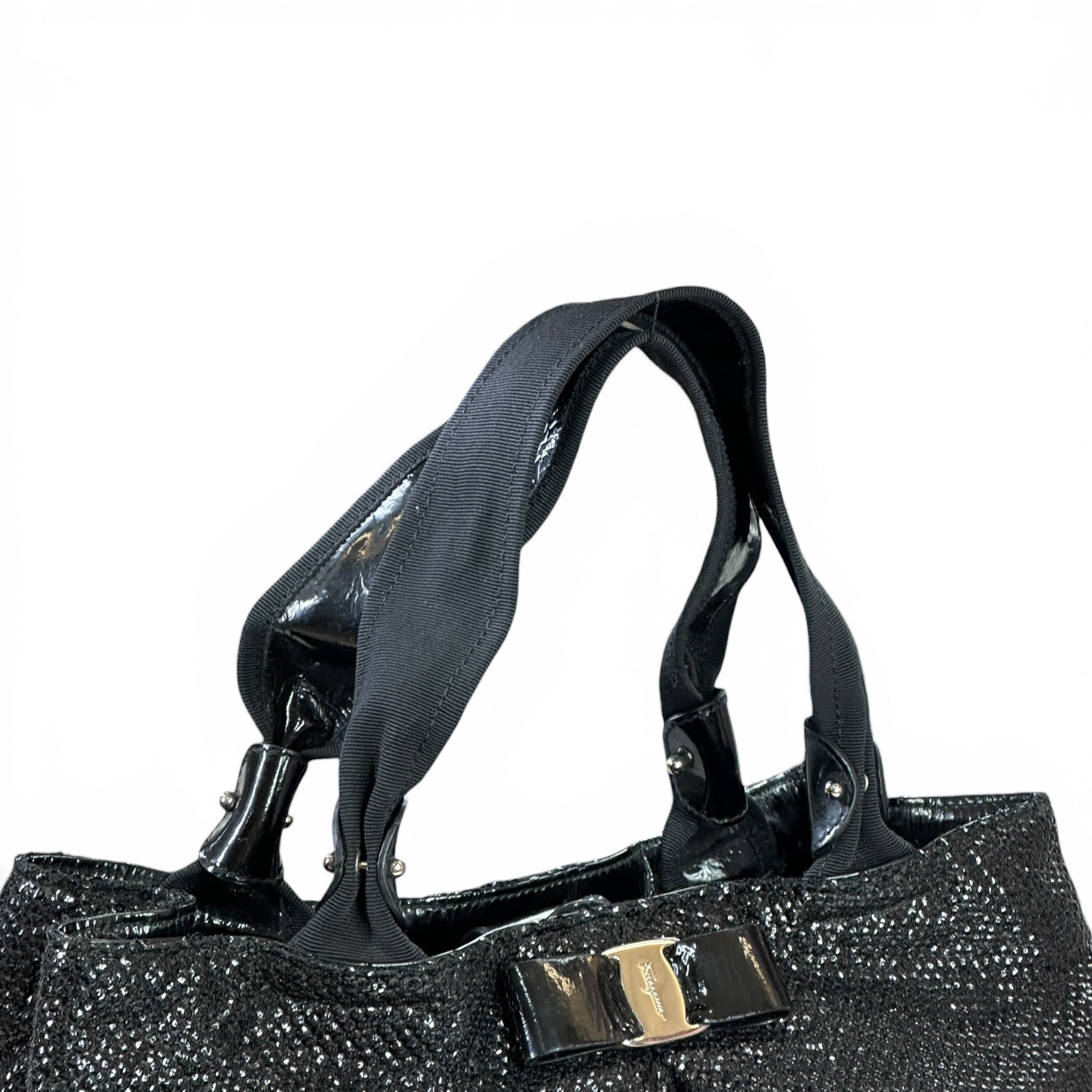 Salvatore Ferragamo Vara Bow Top Handle Bag Black