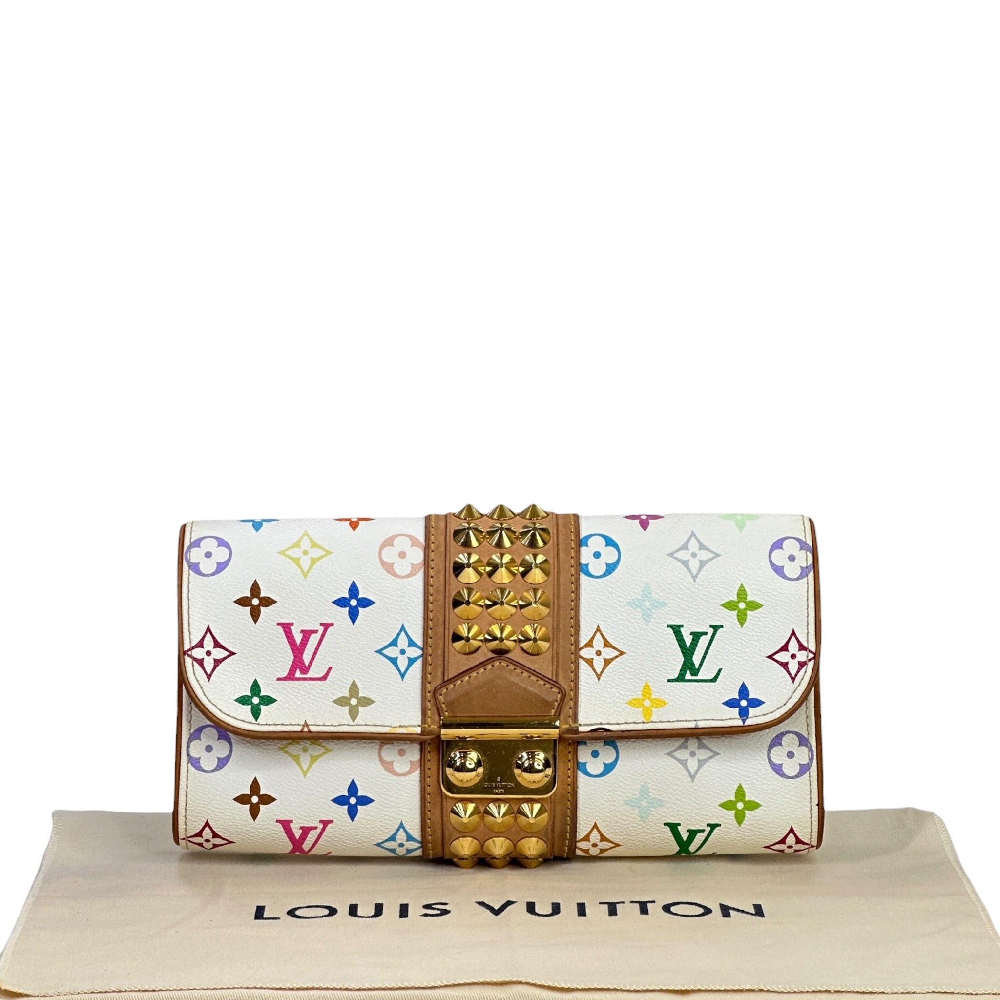 Louis Vuitton X Takashi Murakami Courtney White Monogram Multicolour Clutch