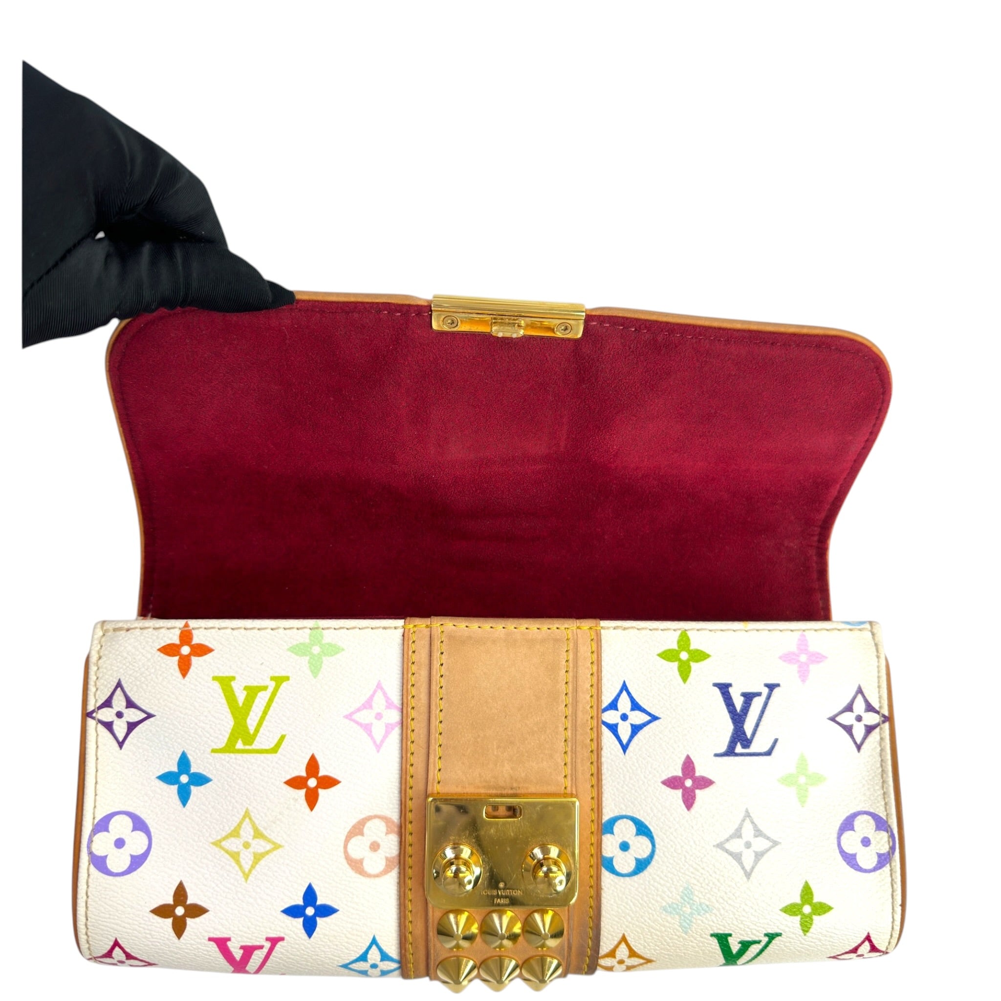 Louis Vuitton X Takashi Murakami Courtney White Monogram Multicolour Clutch