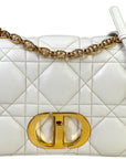 Christian Dior Caro Bag White Cannage Calfskin Leather