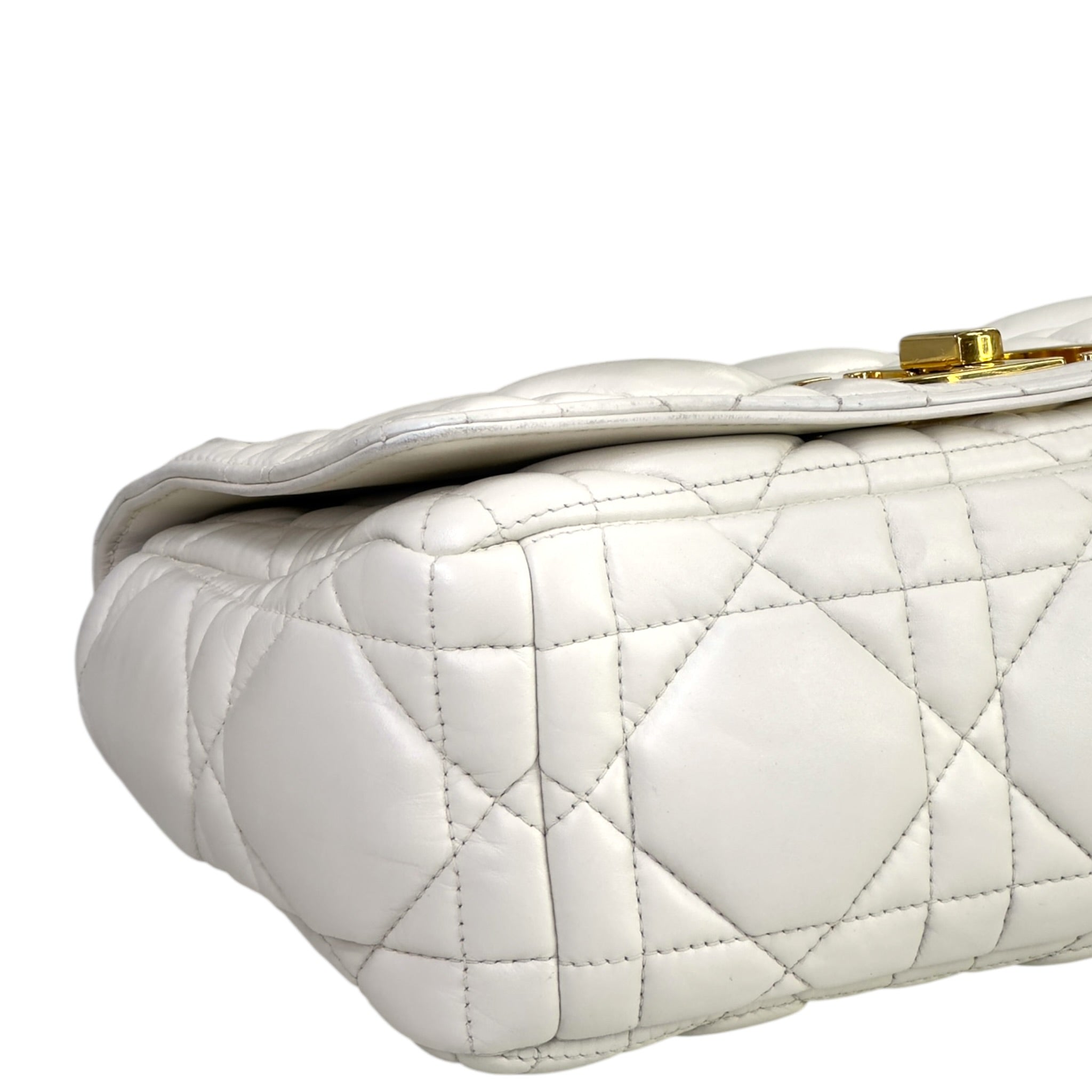 Christian Dior Caro Bag White Cannage Calfskin Leather