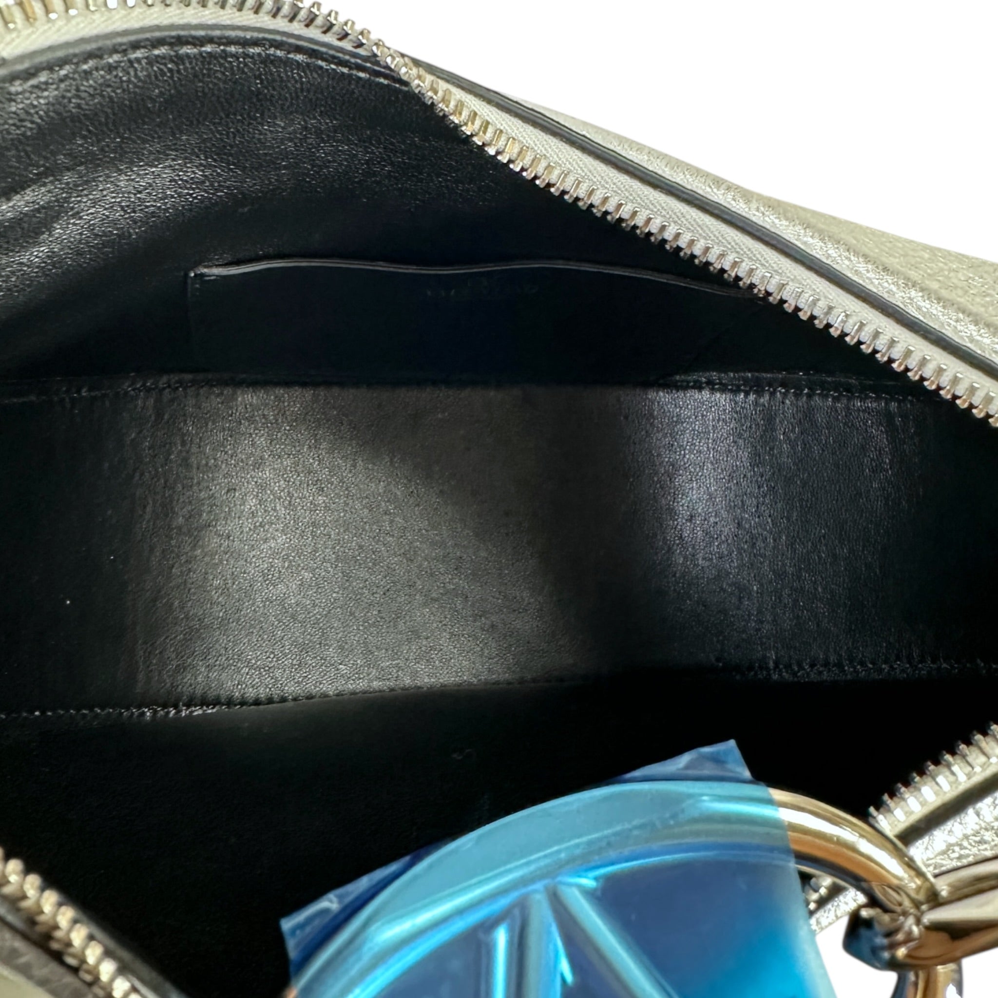 Valentino Garavani VLogo Moon Mini Hobo Bag Silver Metallic Calfskin