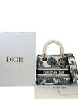 Christian Dior Lady D-Lite Bag Medium Toile de Jouy Blue White Canvas