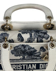 Christian Dior Lady D-Lite Bag Medium Toile de Jouy Blue White Canvas