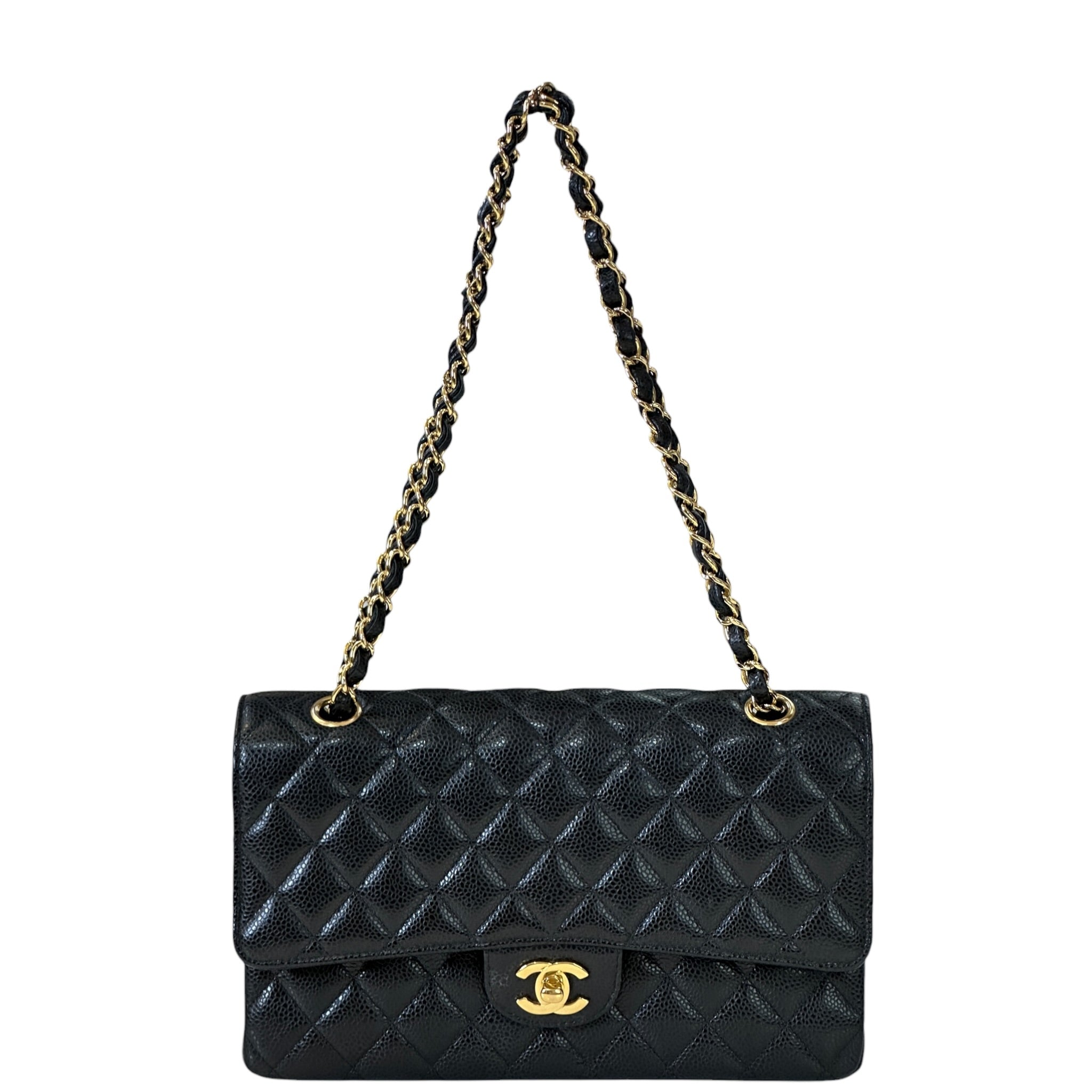 Chanel Double Flap Bag Small Black Grained Calfskin