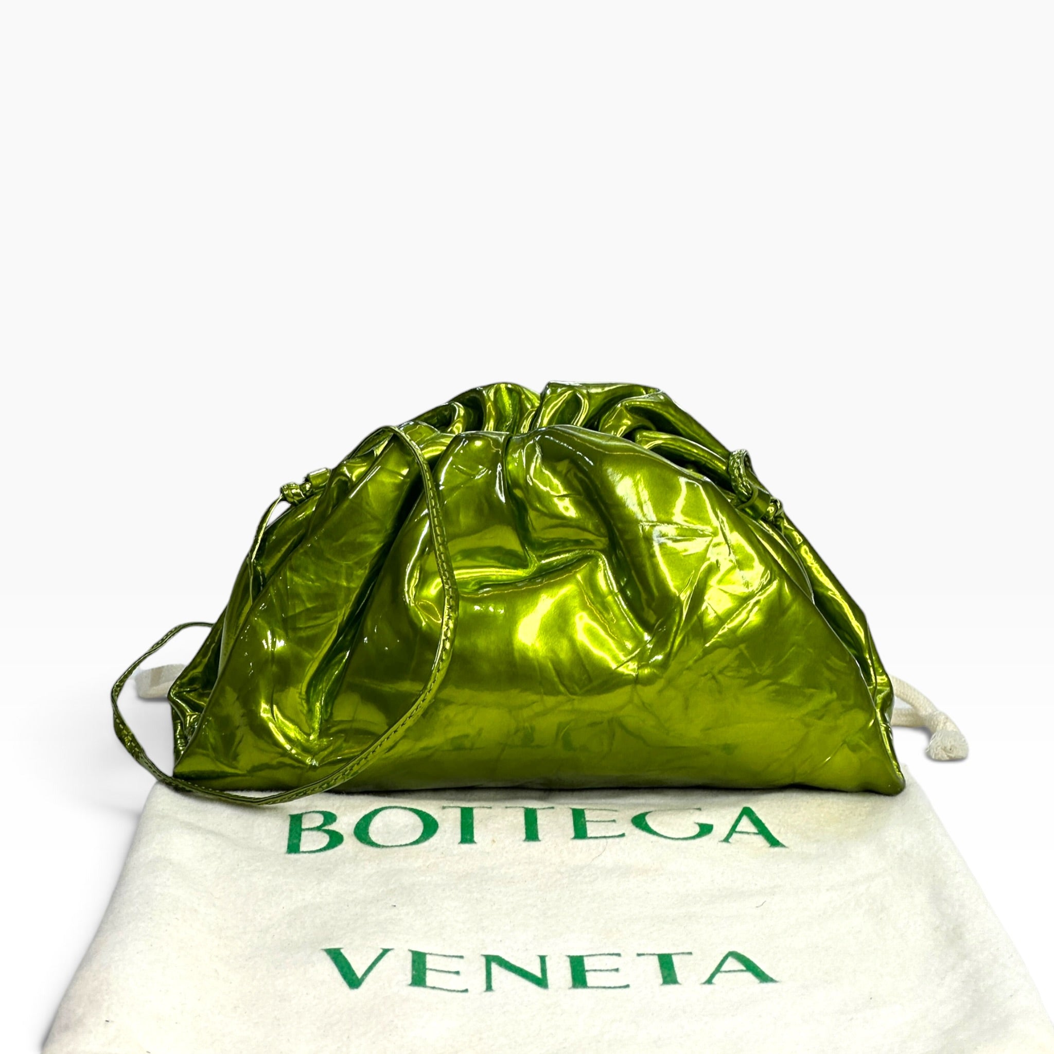 Bottega Veneta Teen Metallic Green leather Pouch