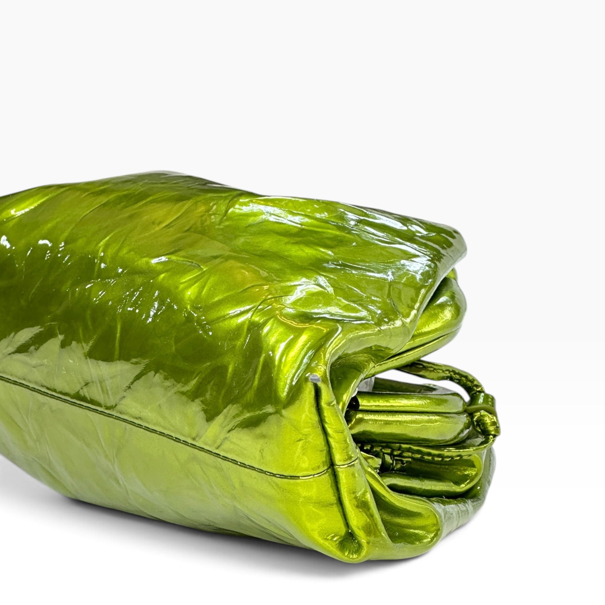 Bottega Veneta Teen Metallic Green leather Pouch
