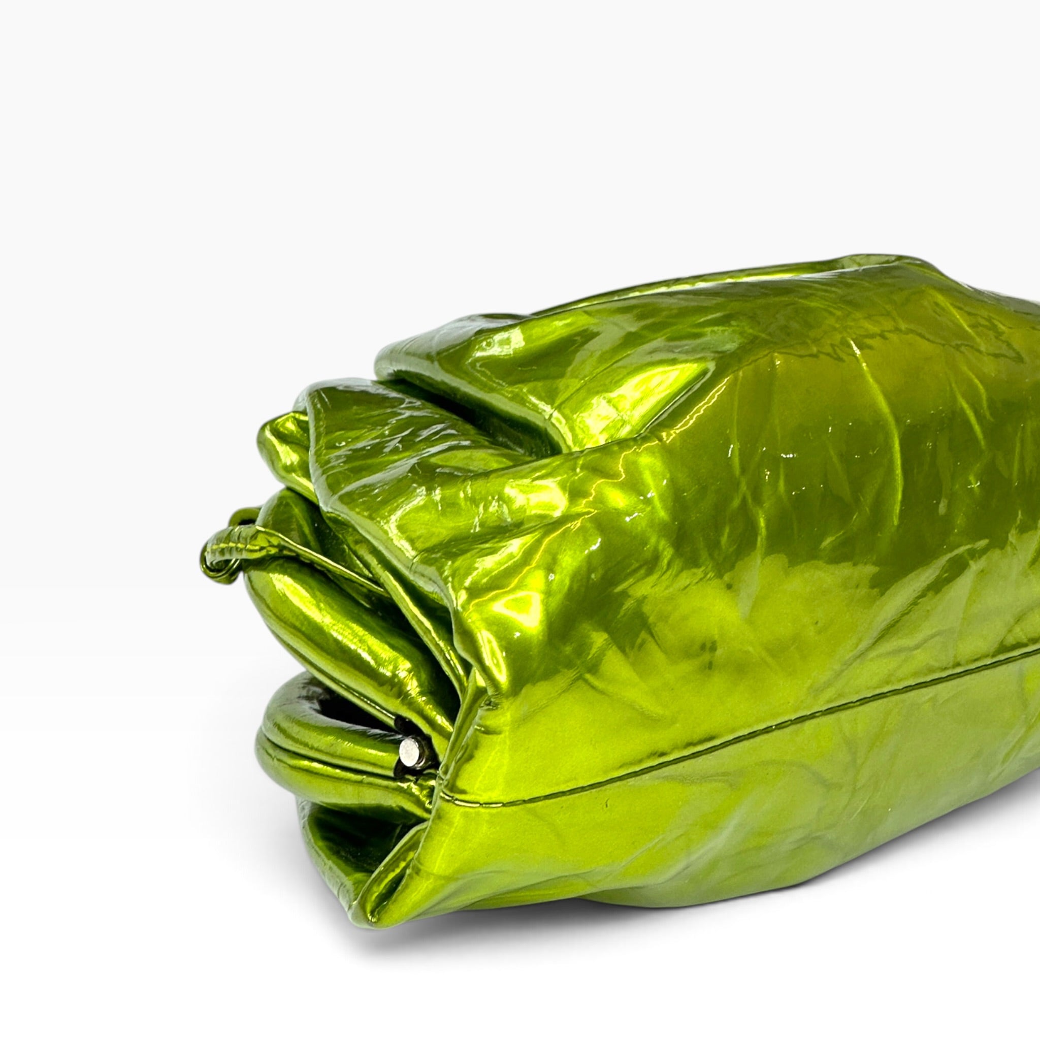 Bottega Veneta Teen Metallic Green leather Pouch