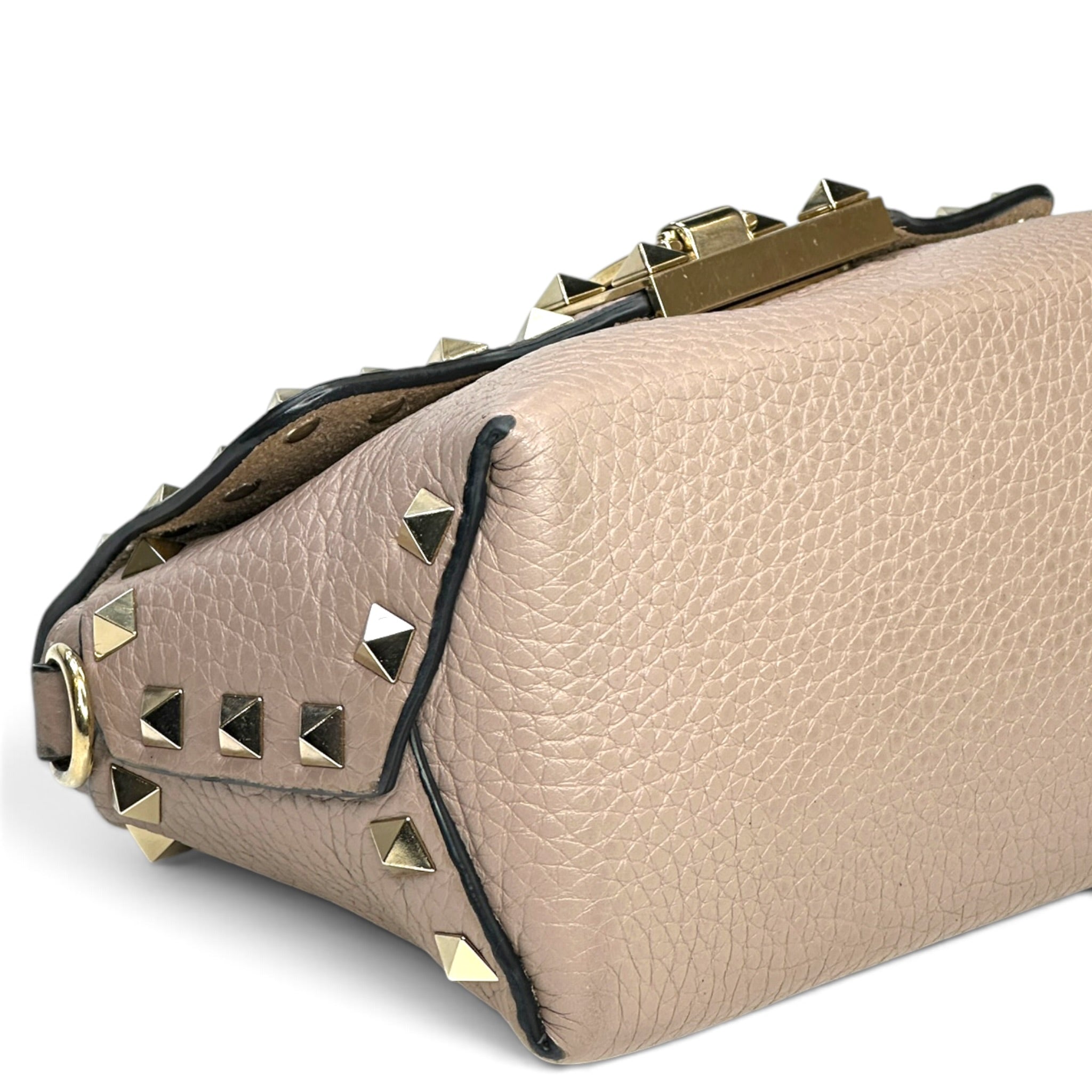Valentino Garvani Rockstud Taupe Pebbled Leather Crossbody Bag