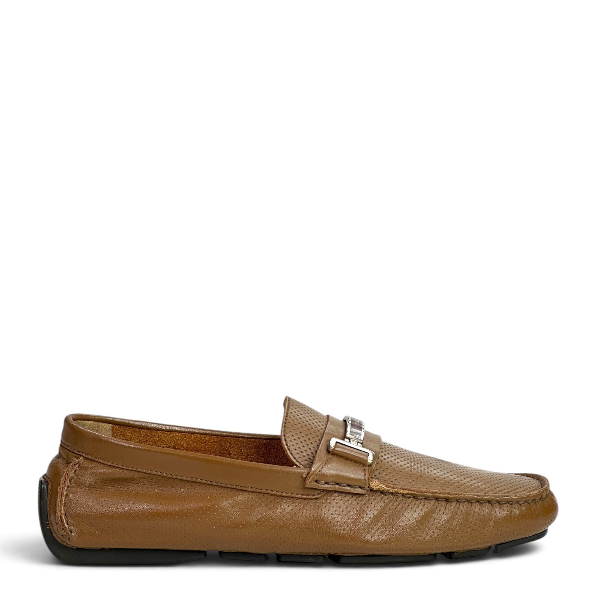 Bally Men's Tan Perforated Leather Loafers Size UK 9.5