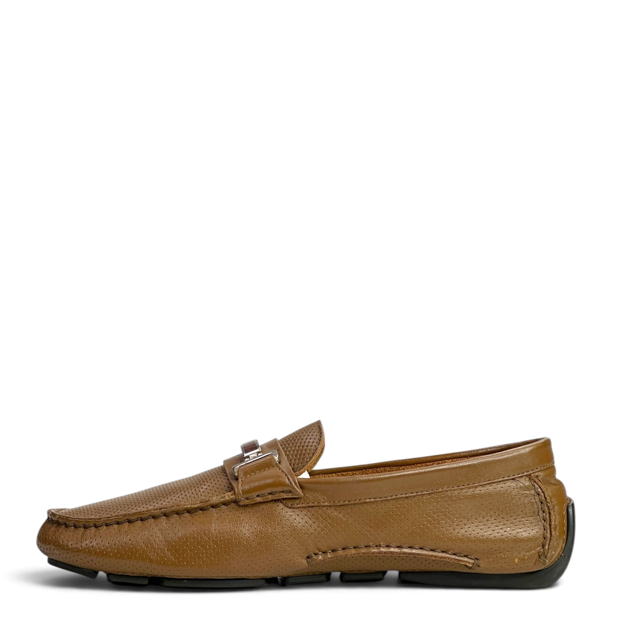 Bally Men's Tan Perforated Leather Loafers Size UK 9.5