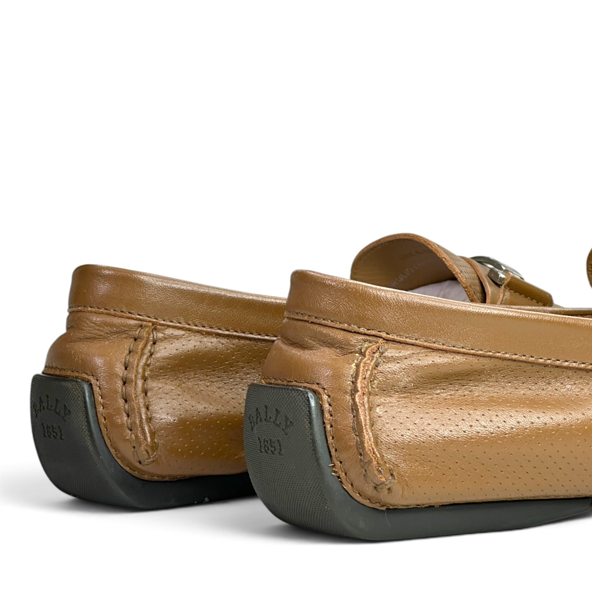 Bally Men's Tan Perforated Leather Loafers Size UK 9.5