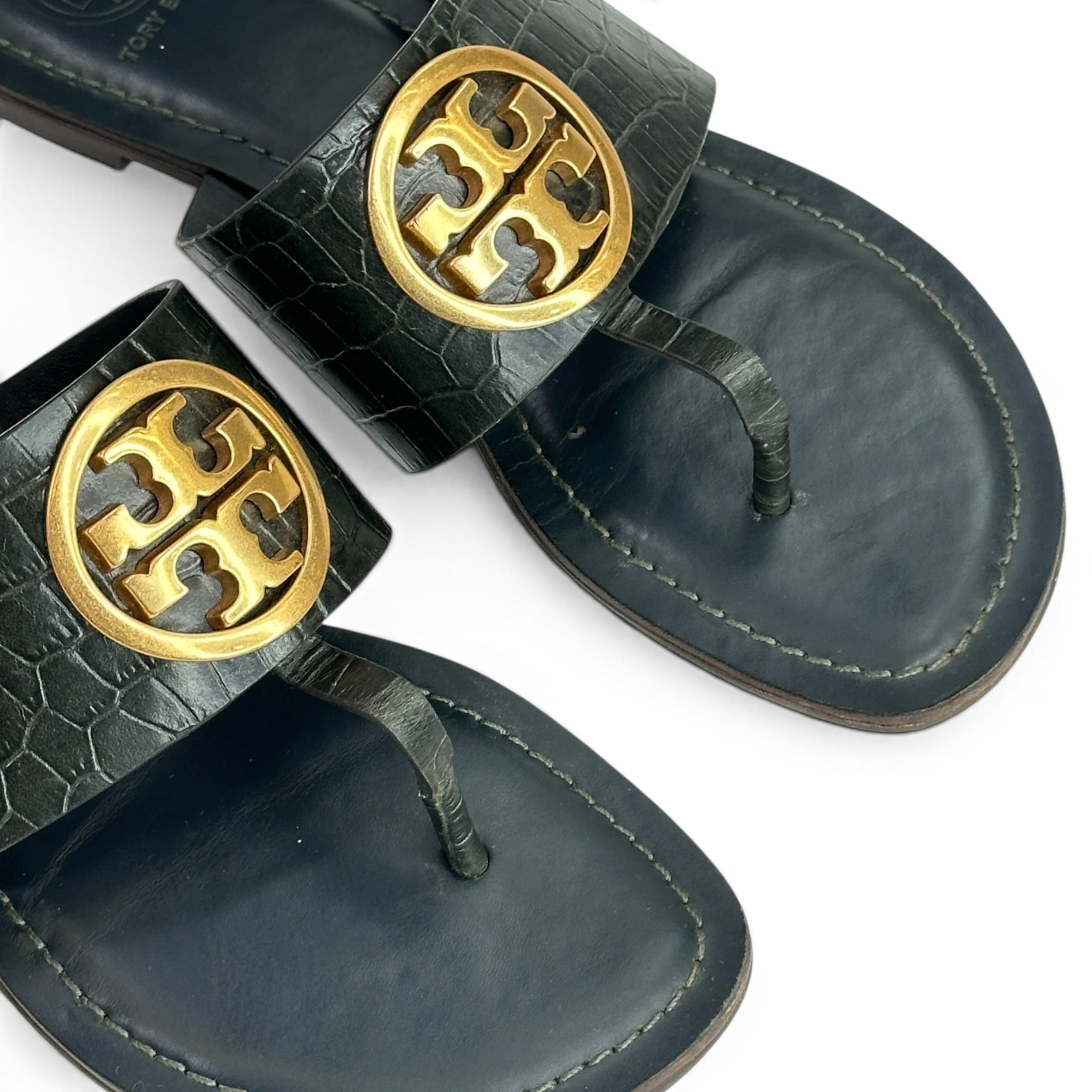 Tory Burch Benton Band Emrald Green Flat Sandals