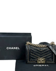 Chanel Boy Bag Small Chevron Chain Black Crumpled Calfskin