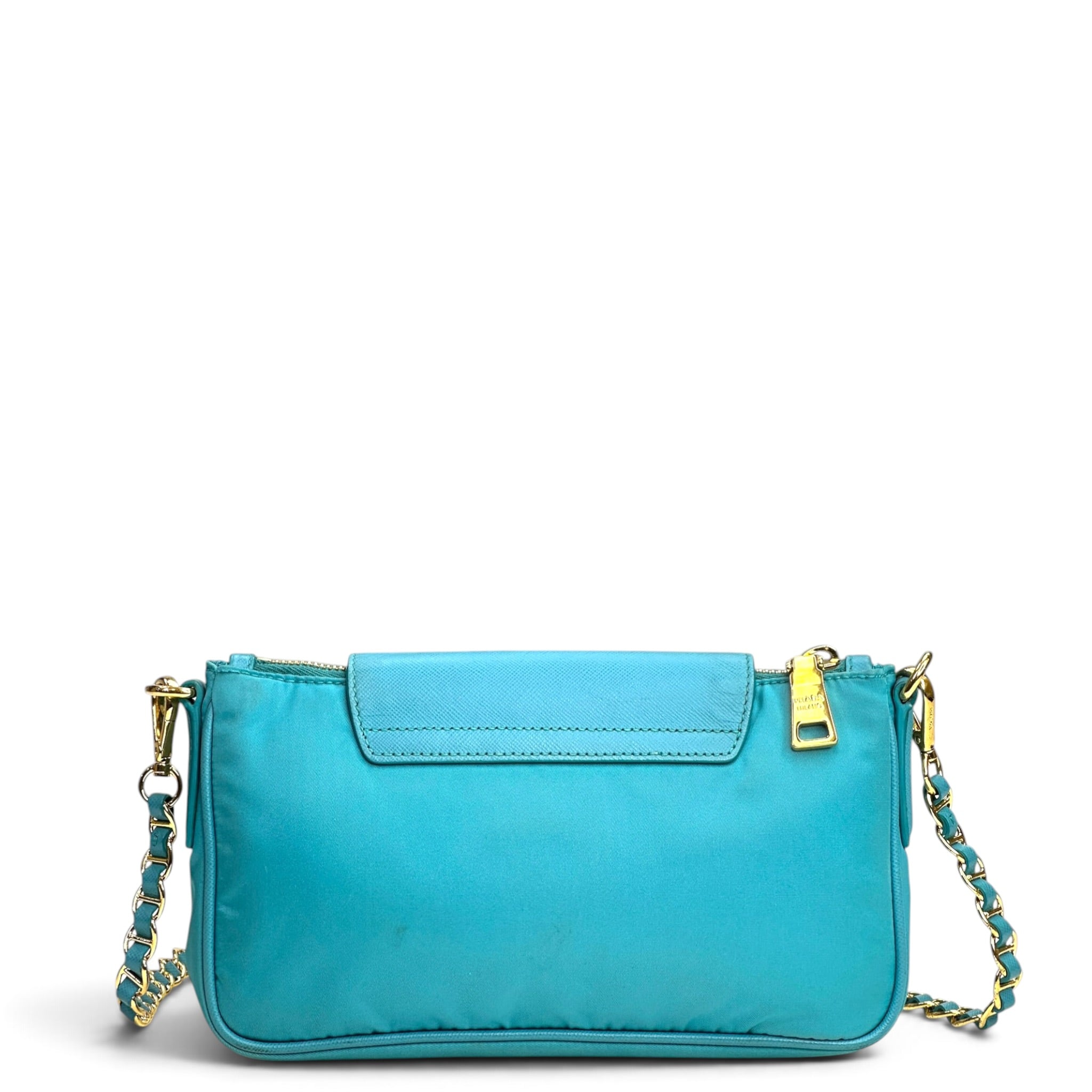 Prada Tessuto Turquoise Nylon Saffiano Crossbody Bag