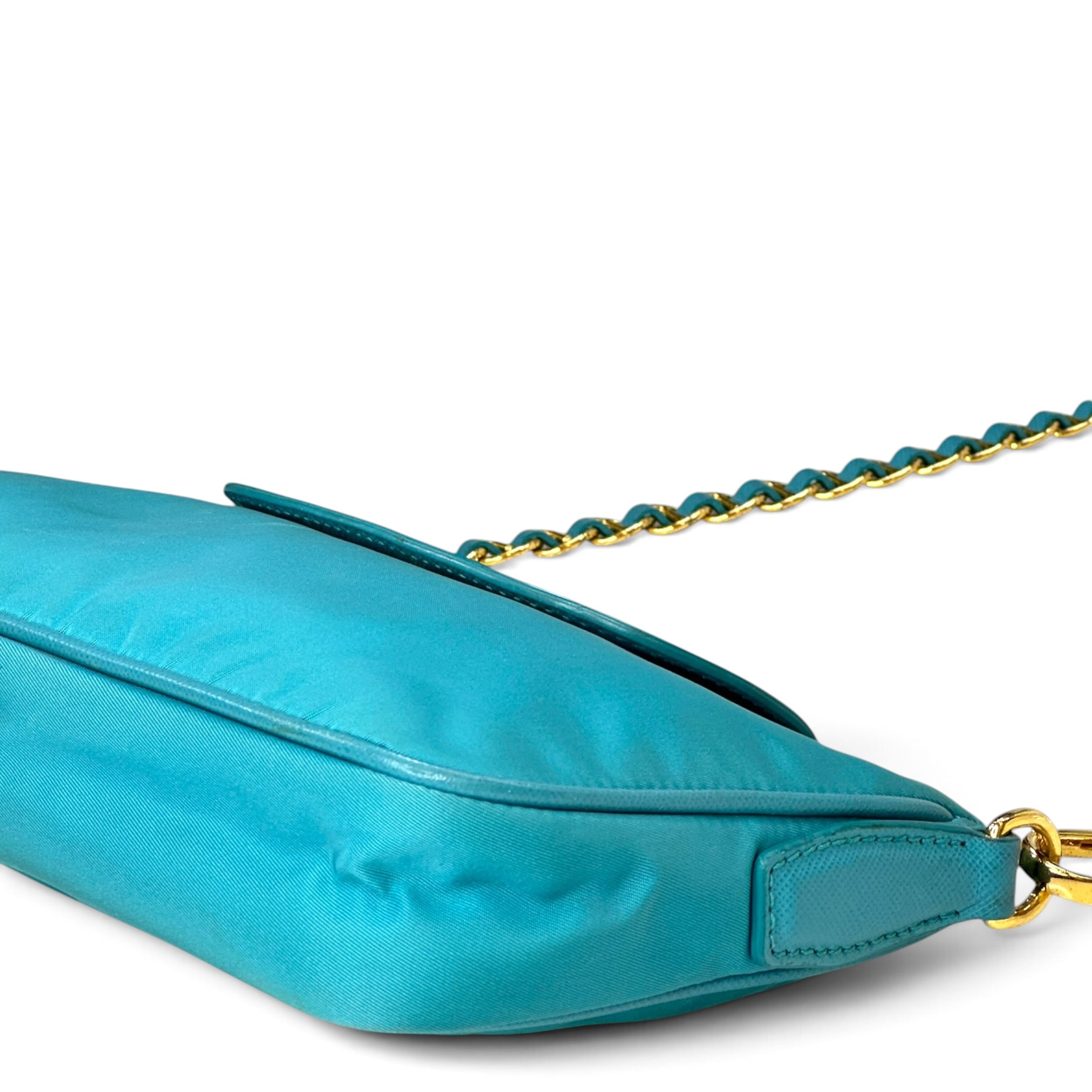 Prada Tessuto Turquoise Nylon Saffiano Crossbody Bag