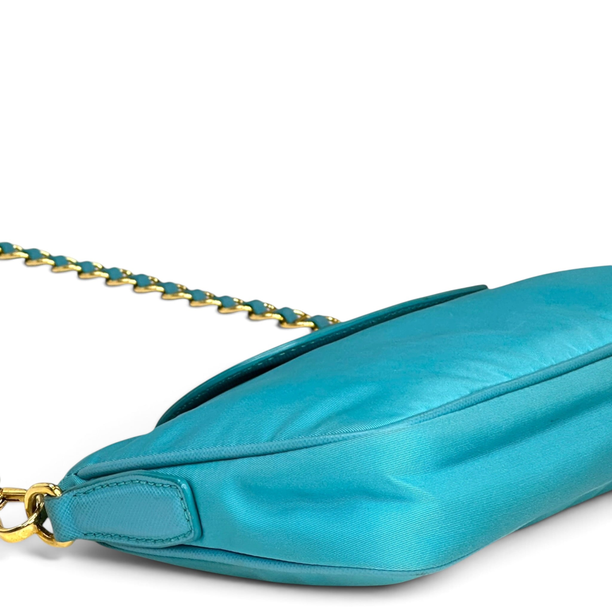 Prada Tessuto Turquoise Nylon Saffiano Crossbody Bag