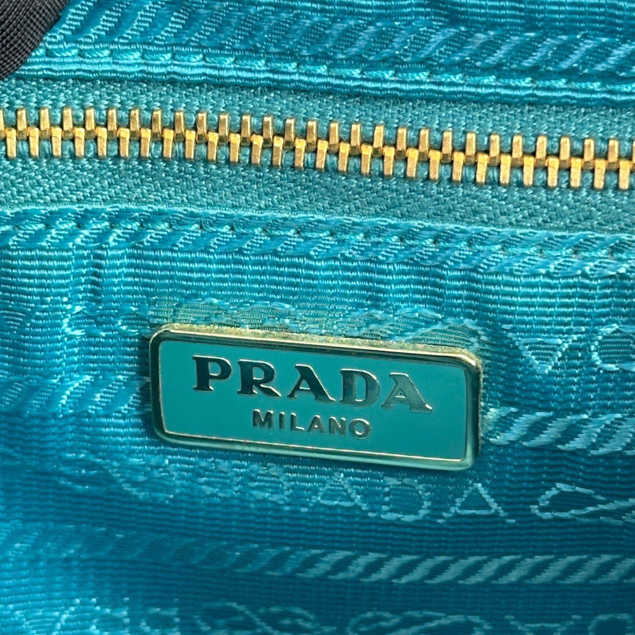 Prada Tessuto Turquoise Nylon Saffiano Crossbody Bag