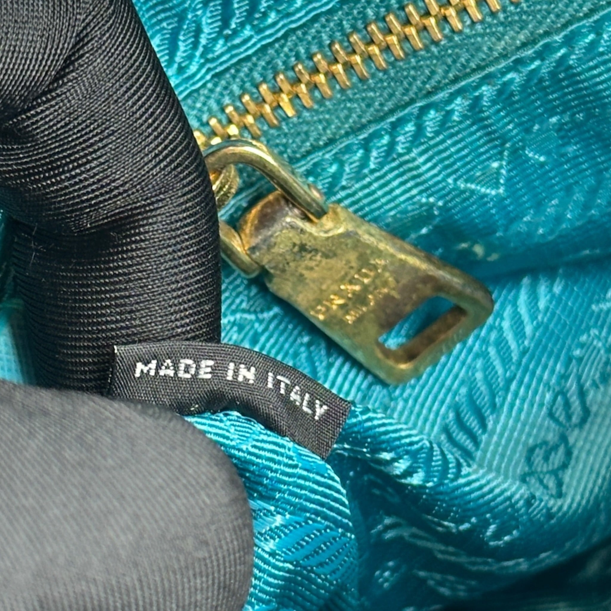 Prada Tessuto Turquoise Nylon Saffiano Crossbody Bag