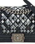 Chanel Mosaic Boy Bag Medium Black Quilted Wool