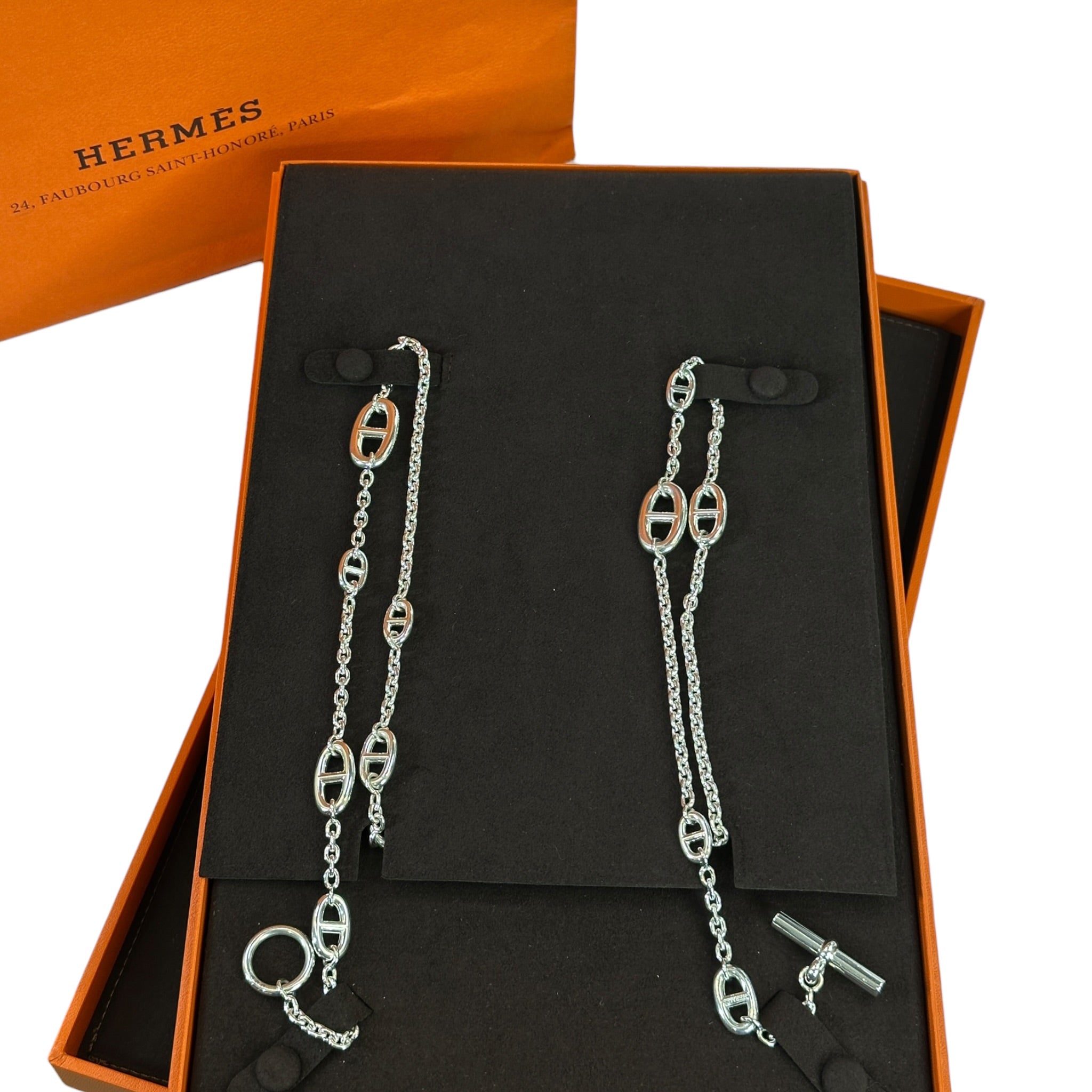 Hermès Farandole Long Necklace 160 Silver