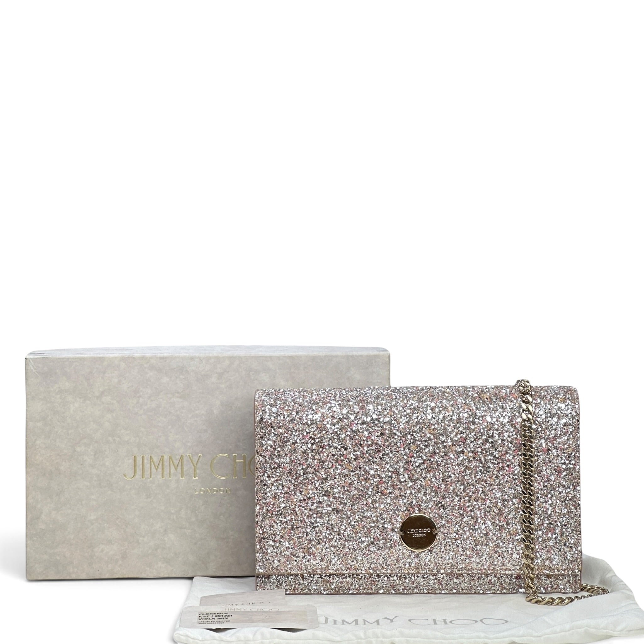 Jimmy Choo Glitter Clutch Bag With Chain