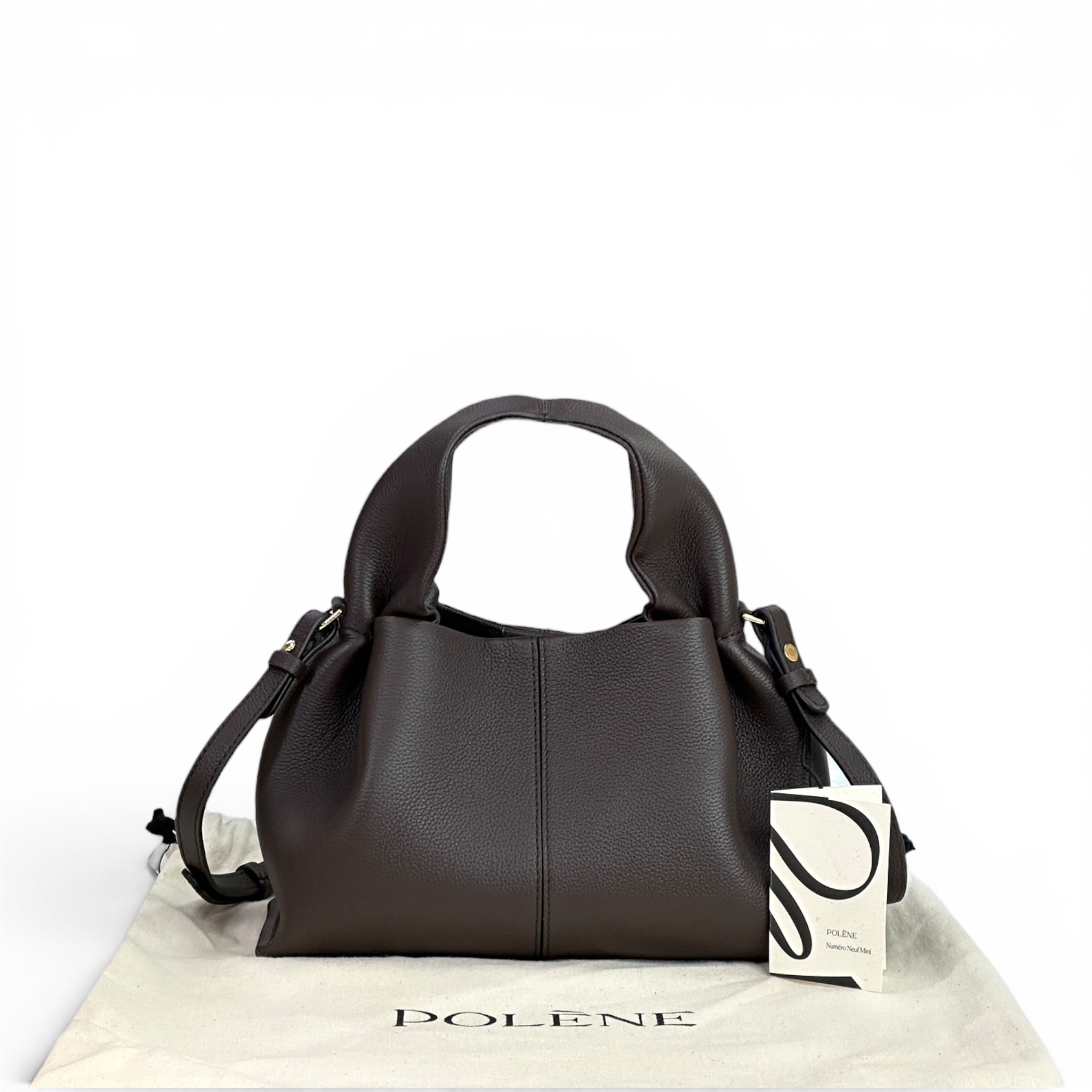 Polene Numero Neuf Mini Ebony Textured Leather