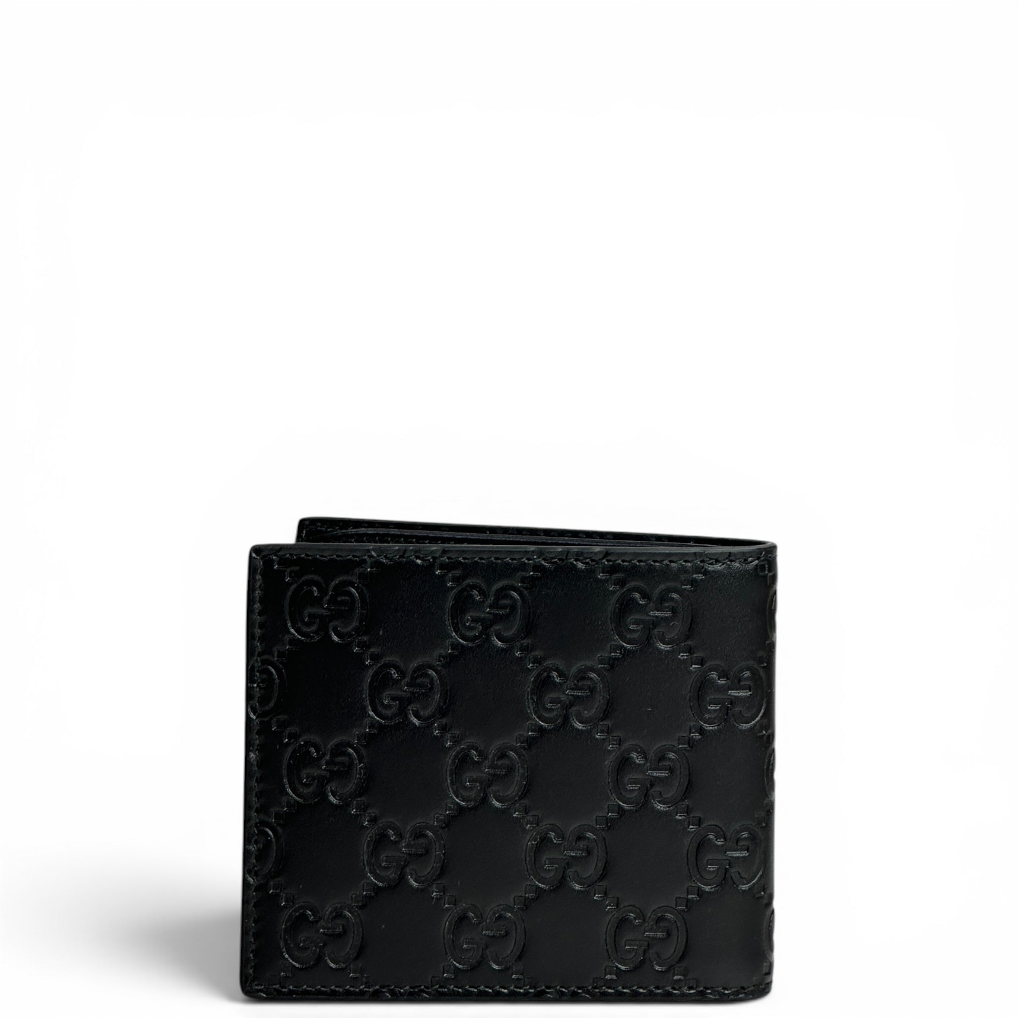 Gucci Emblem Blindfold Wallet Black GG Leather