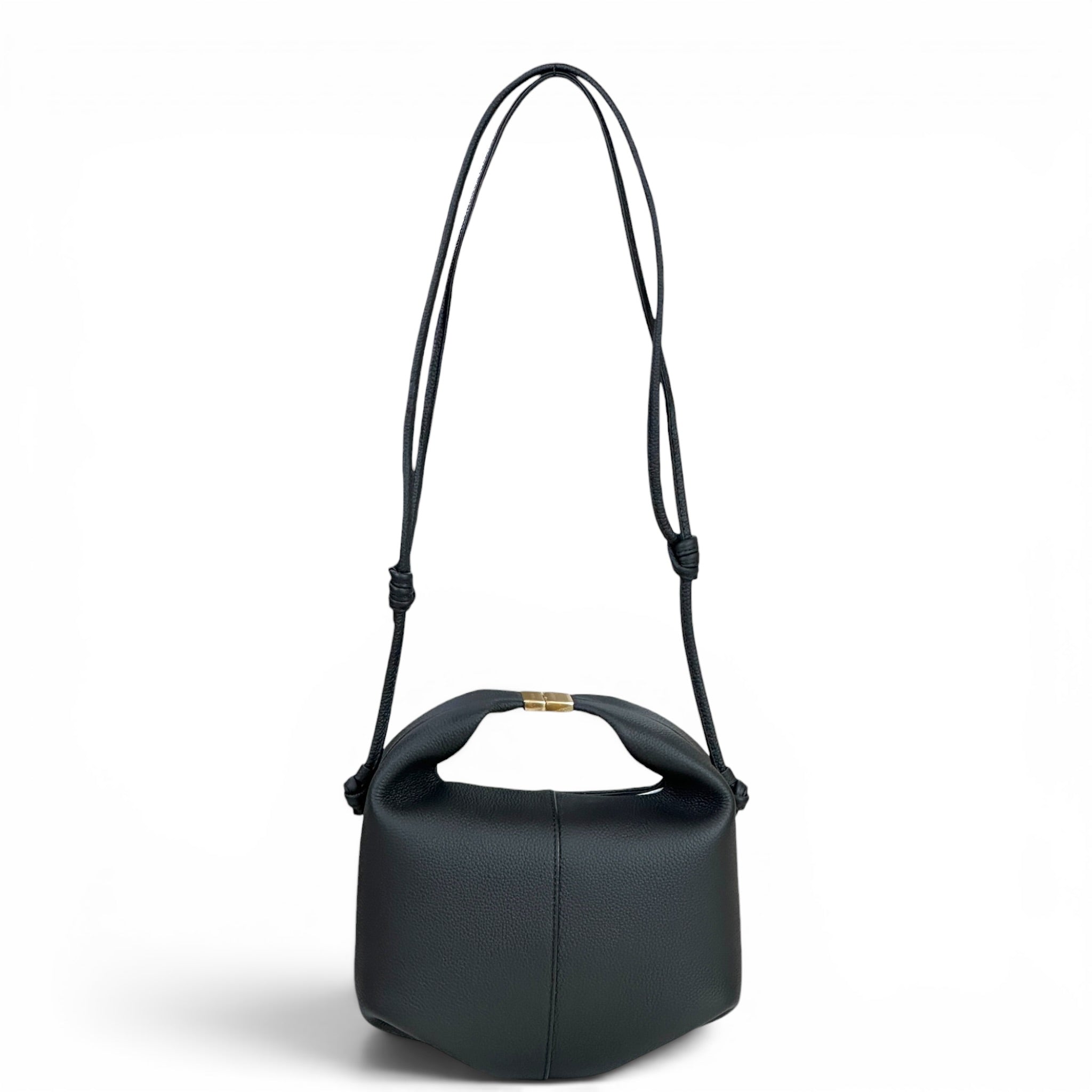 Polene Beri Textured Black Calf Leather