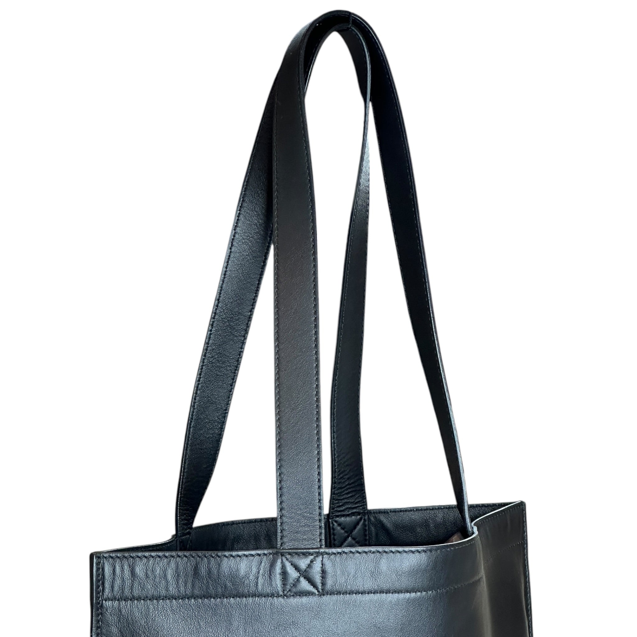 Fendi Roma Black Leather Large Shopping Tote Bag