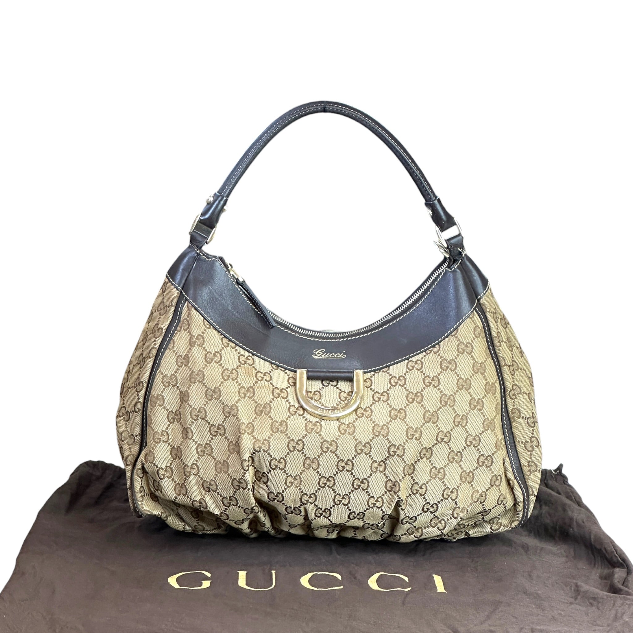 Gucci Abbey D-ring Hobo Canvas Shoulder Bag