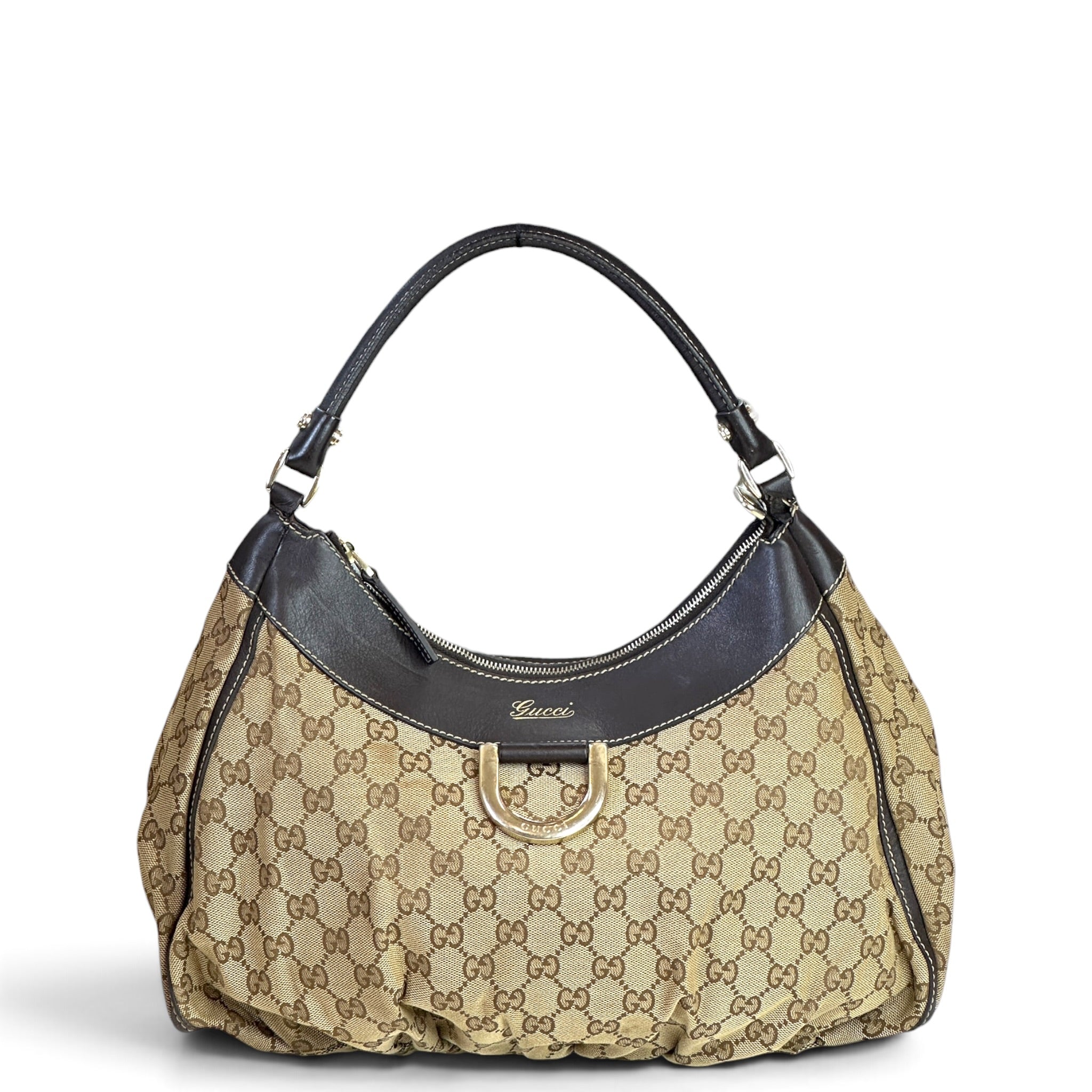Gucci Abbey D-ring Hobo Canvas Shoulder Bag