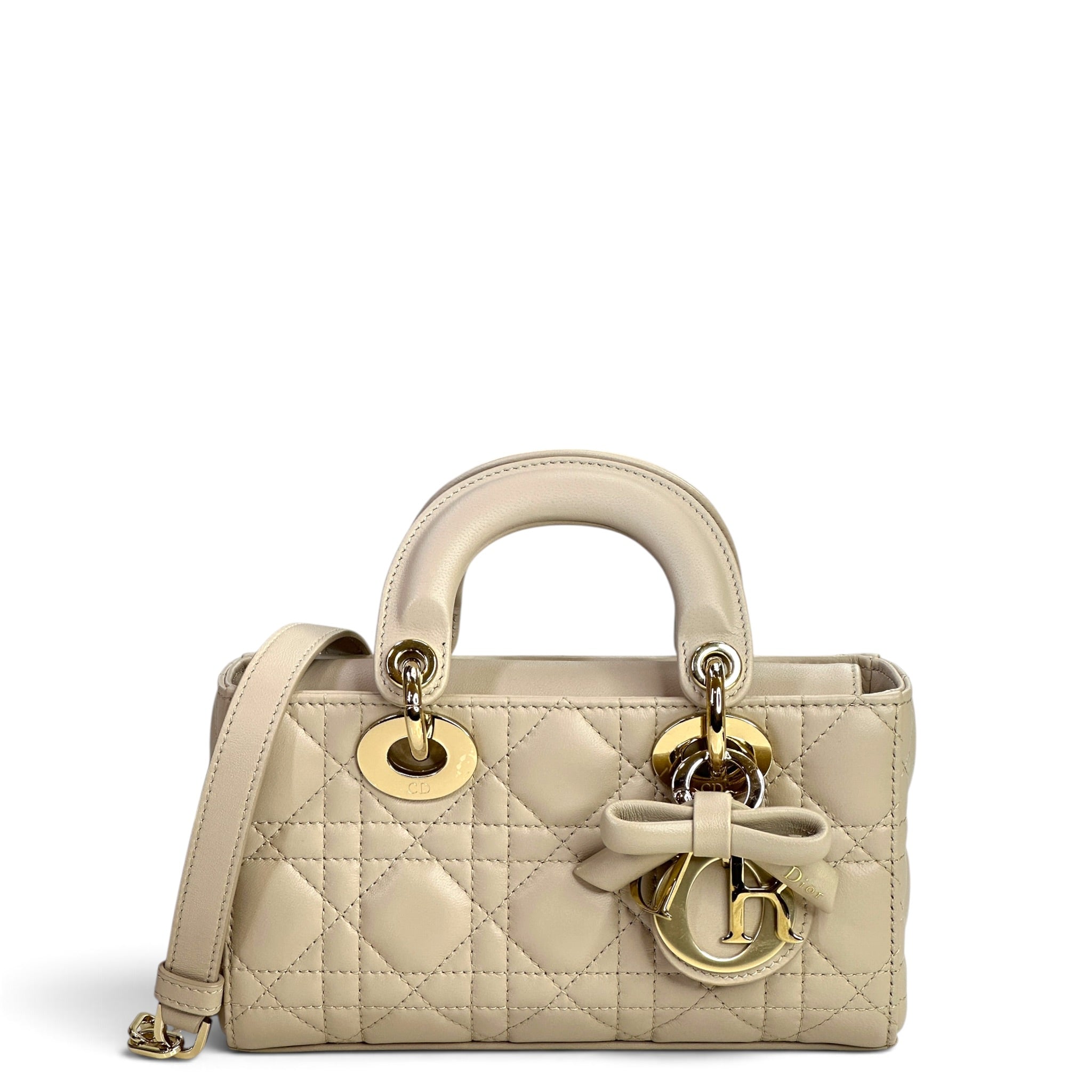 Dior Small Lady D-Joy Cannage Powder Beige Lamb Skin Bag