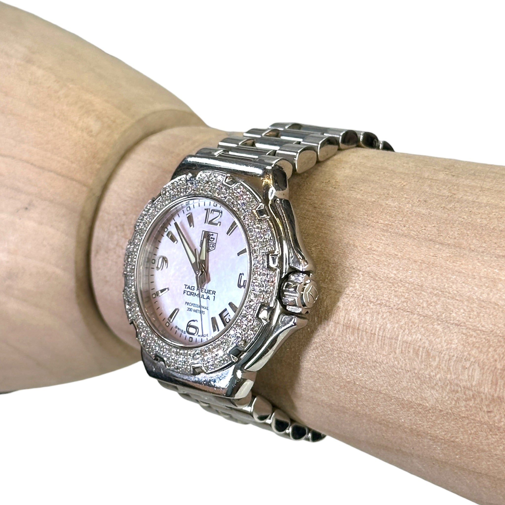 Tag Heuer Formula 1 Lady Quartz Pink Mother Of Pearl Dial With Diamond Bezel Watch