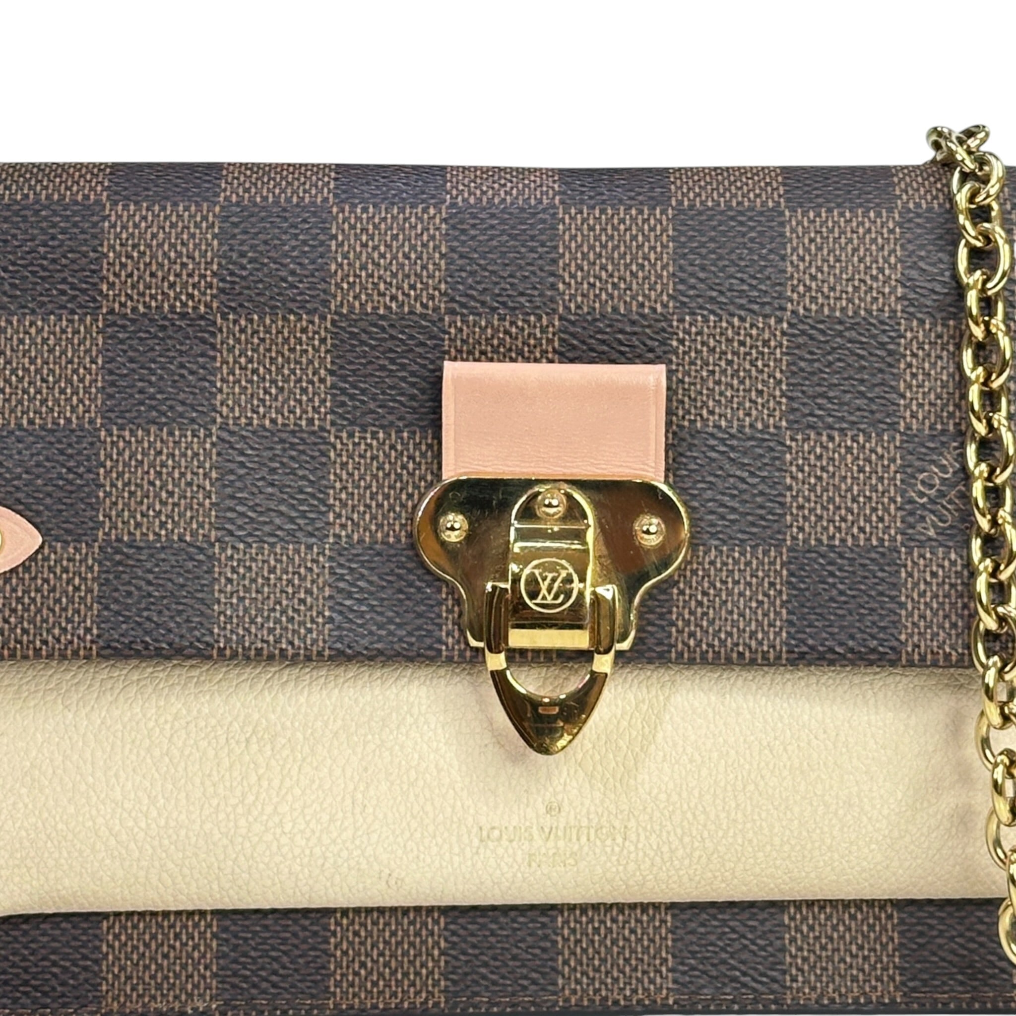 Louis Vuitton Damier Ebene Vavin Chain Wallet Brown/Creme