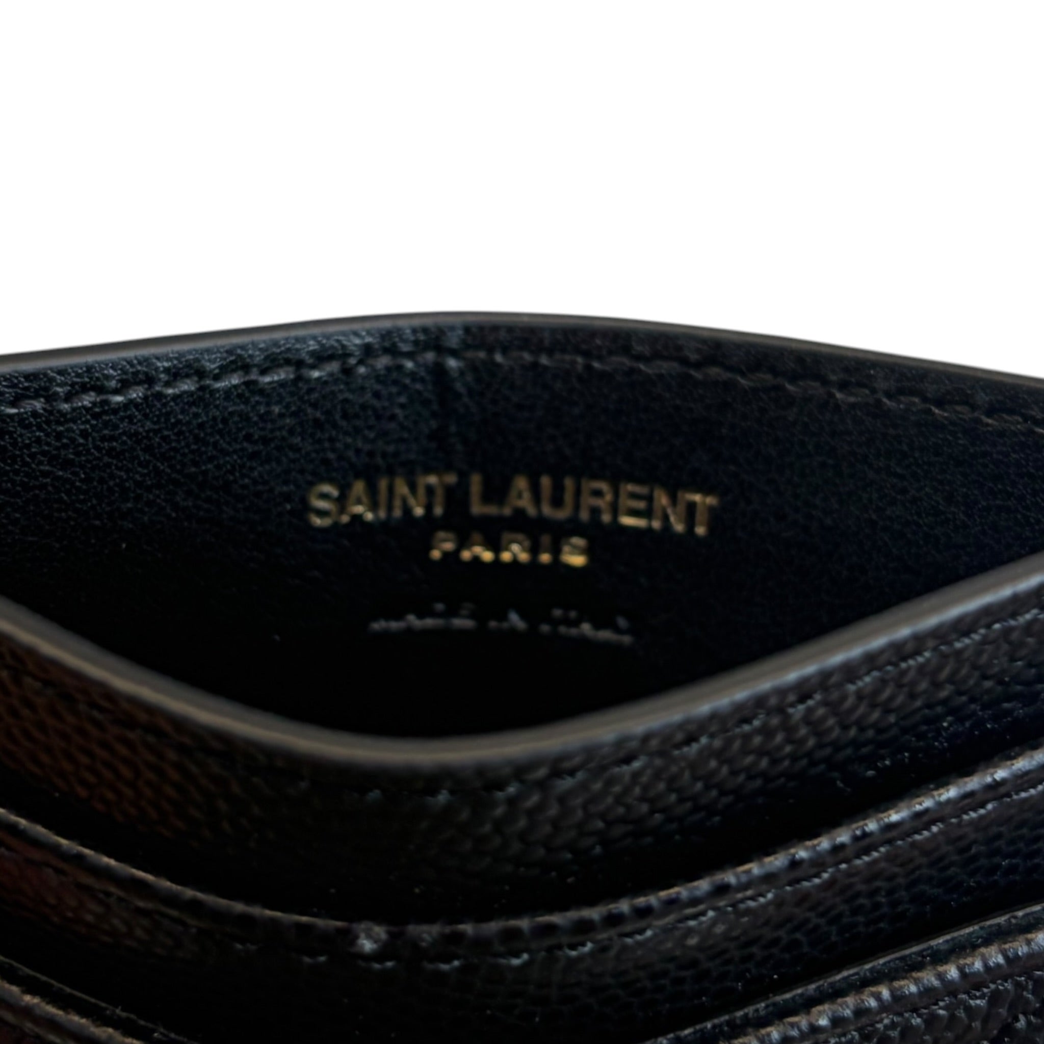 Saint Laurent Cassandre Black Grain De Poudre Leather Card Case