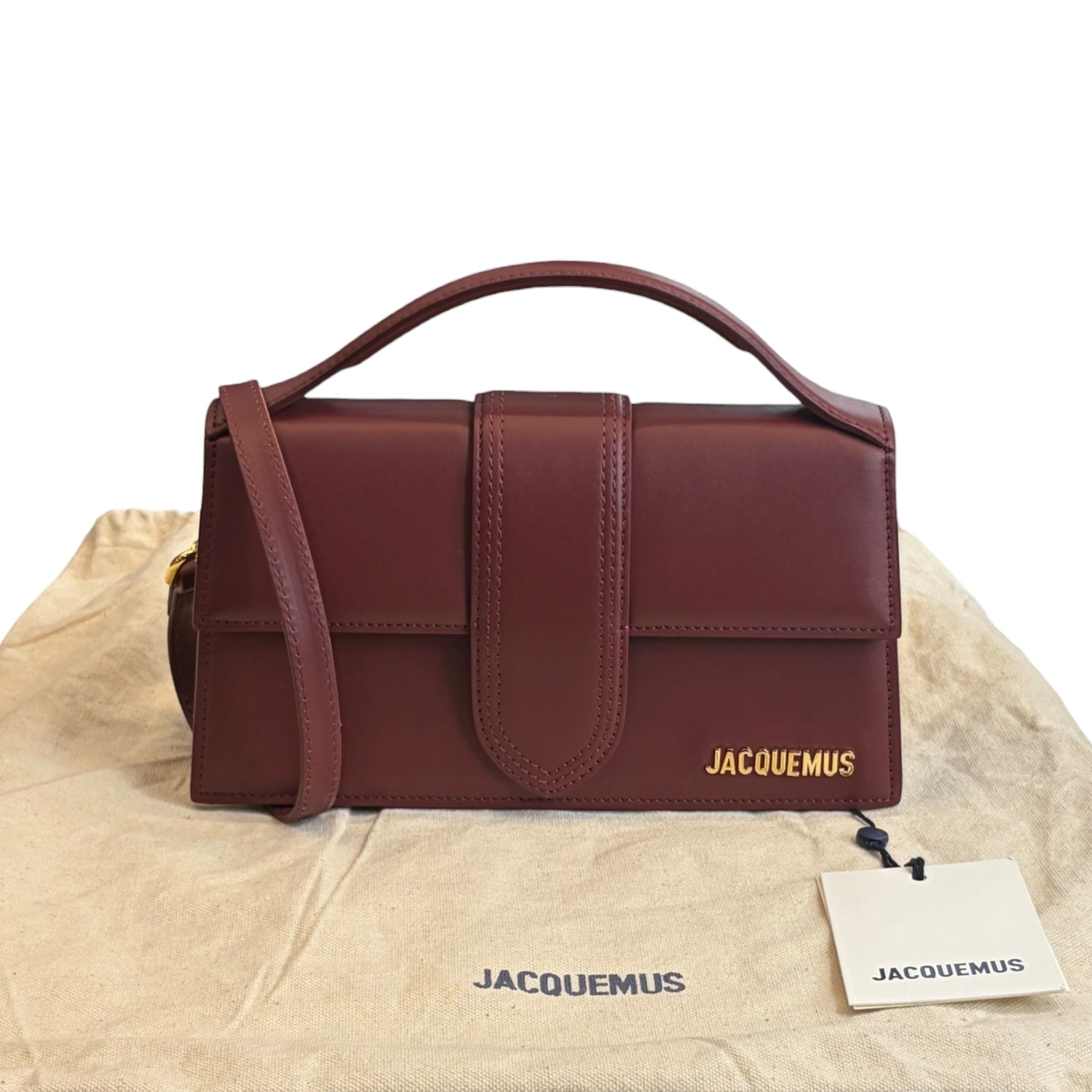 Jacquemus Le Grand Bambino Burgundy Leather Bag