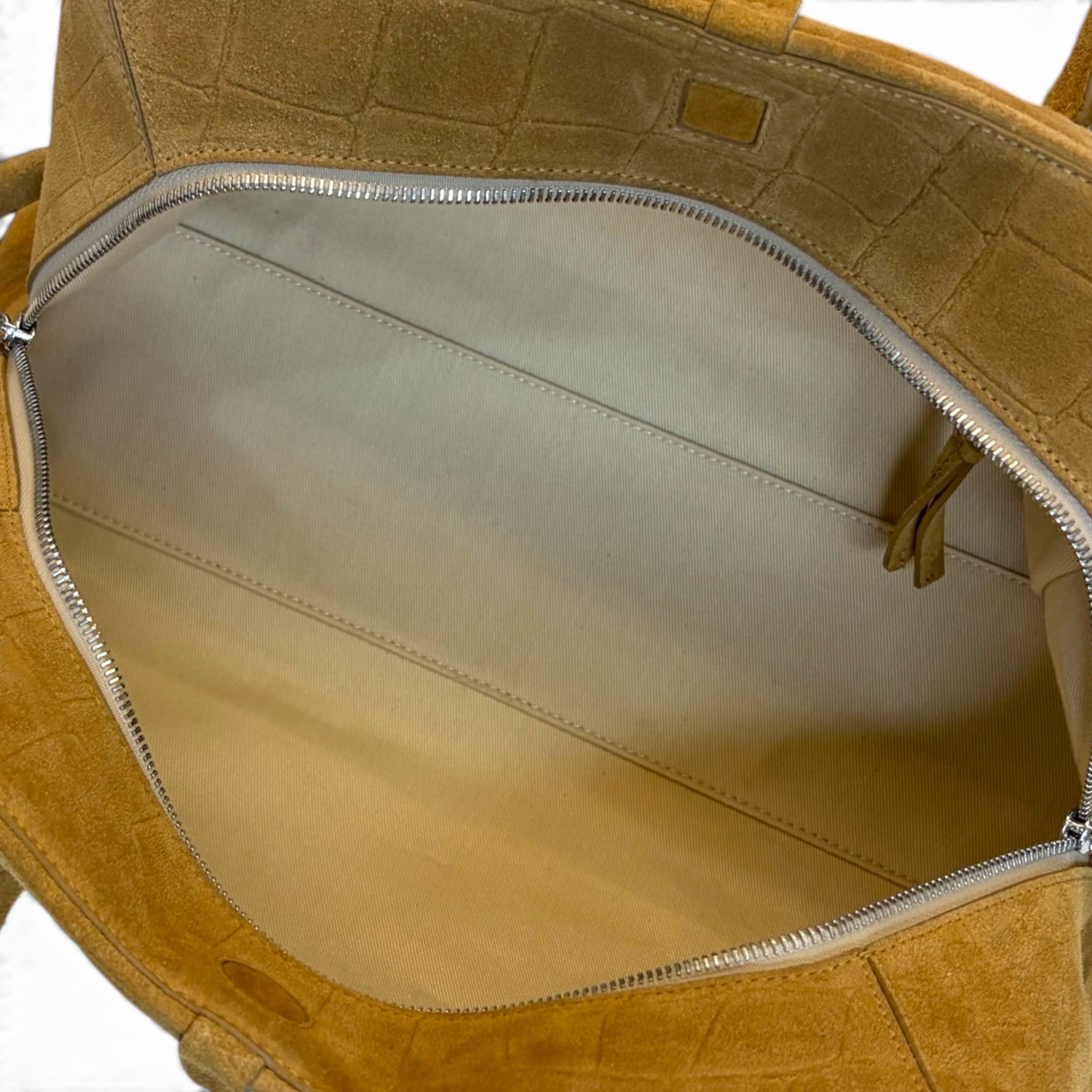 Jacquemus Le Turismo Camel Brown Croc-Embossed Suede Shoulder Bag