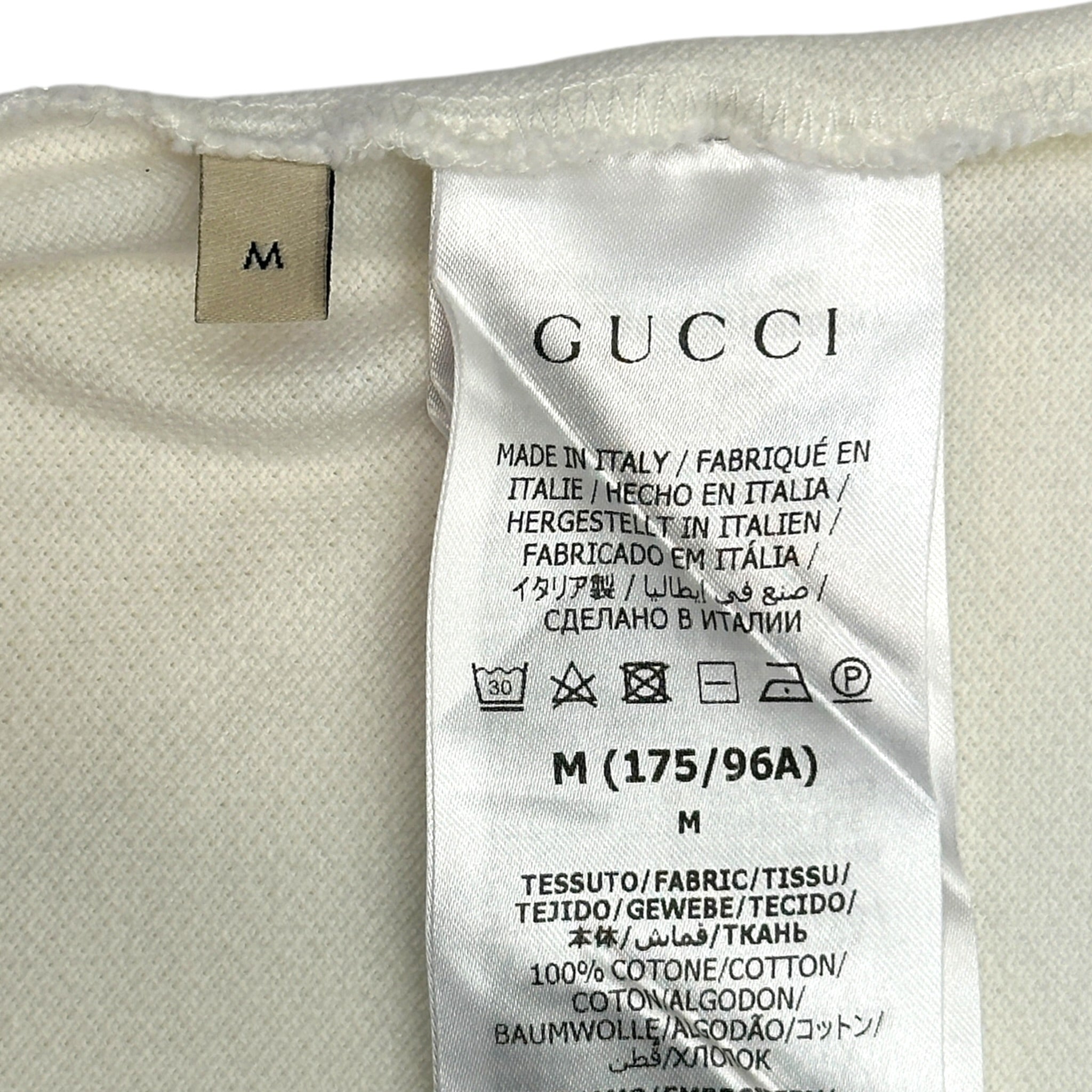 Gucci White Floral Embroidery Polo T-shirt Size : M